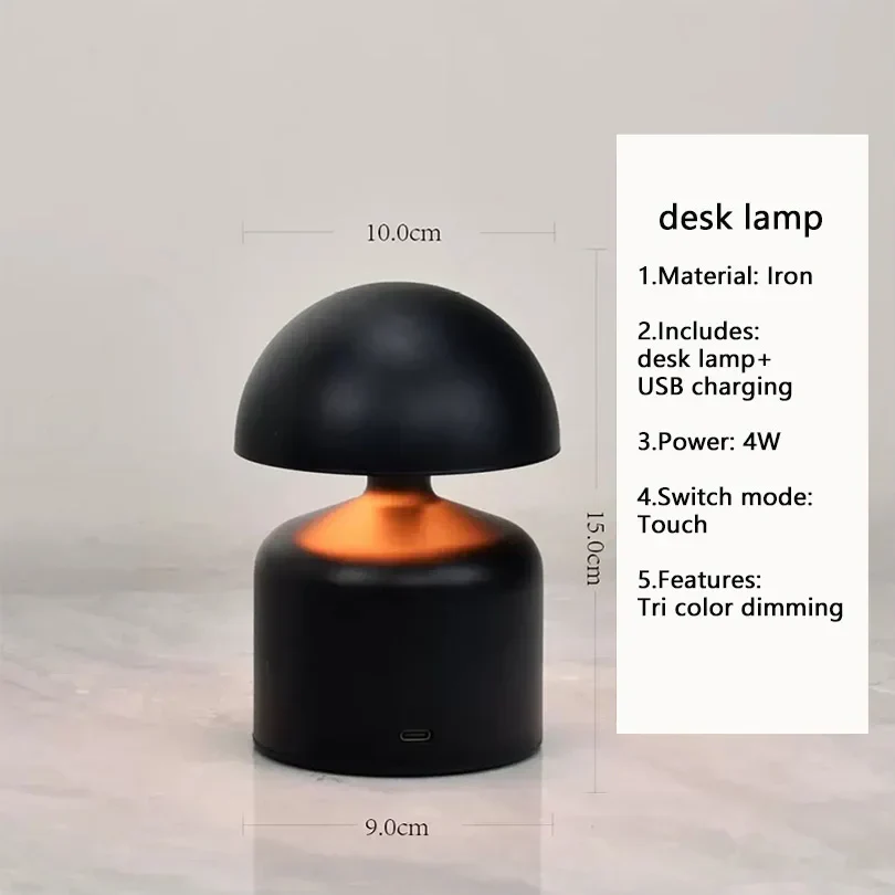 Touch LED Table Lamp USB Rechargeable 3 Color Dimming Bedside Night Light - Image 7
