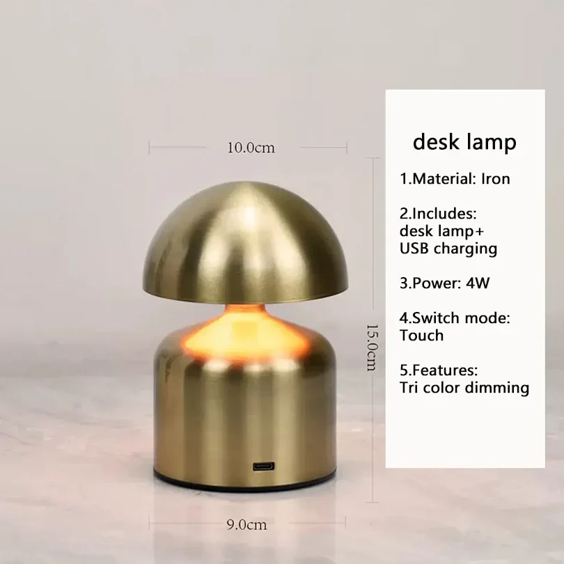 Touch LED Table Lamp USB Rechargeable 3 Color Dimming Bedside Night Light - Image 8