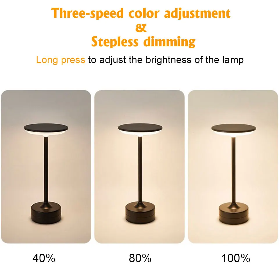 Touch Sensor LED Table Lamp USB Rechargeable Portable Night Light for Bedroom Bar - Image 4