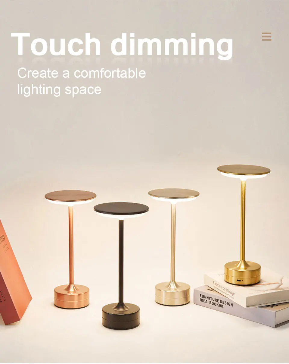 Touch Sensor LED Table Lamp USB Rechargeable Portable Night Light for Bedroom Bar - Image 7