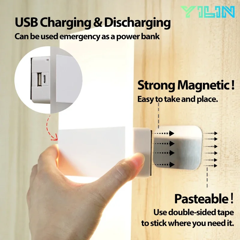 Touch Sensor LED Wall Lamp USB Rechargeable Modern Nordic Bedroom Living Room - Image 5