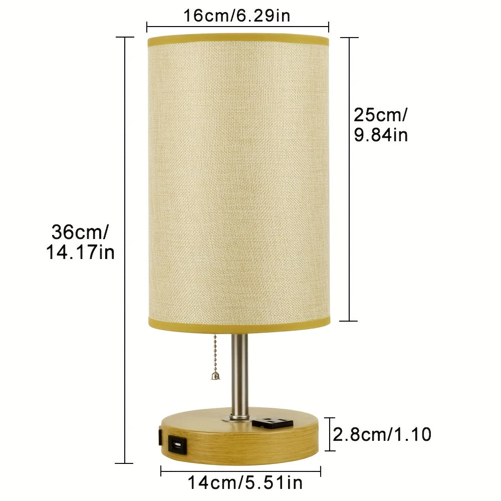 Touch Table Lamp with USB & Outlet – Modern Fabric Shade Bedside Light for Bedroom - Image 10