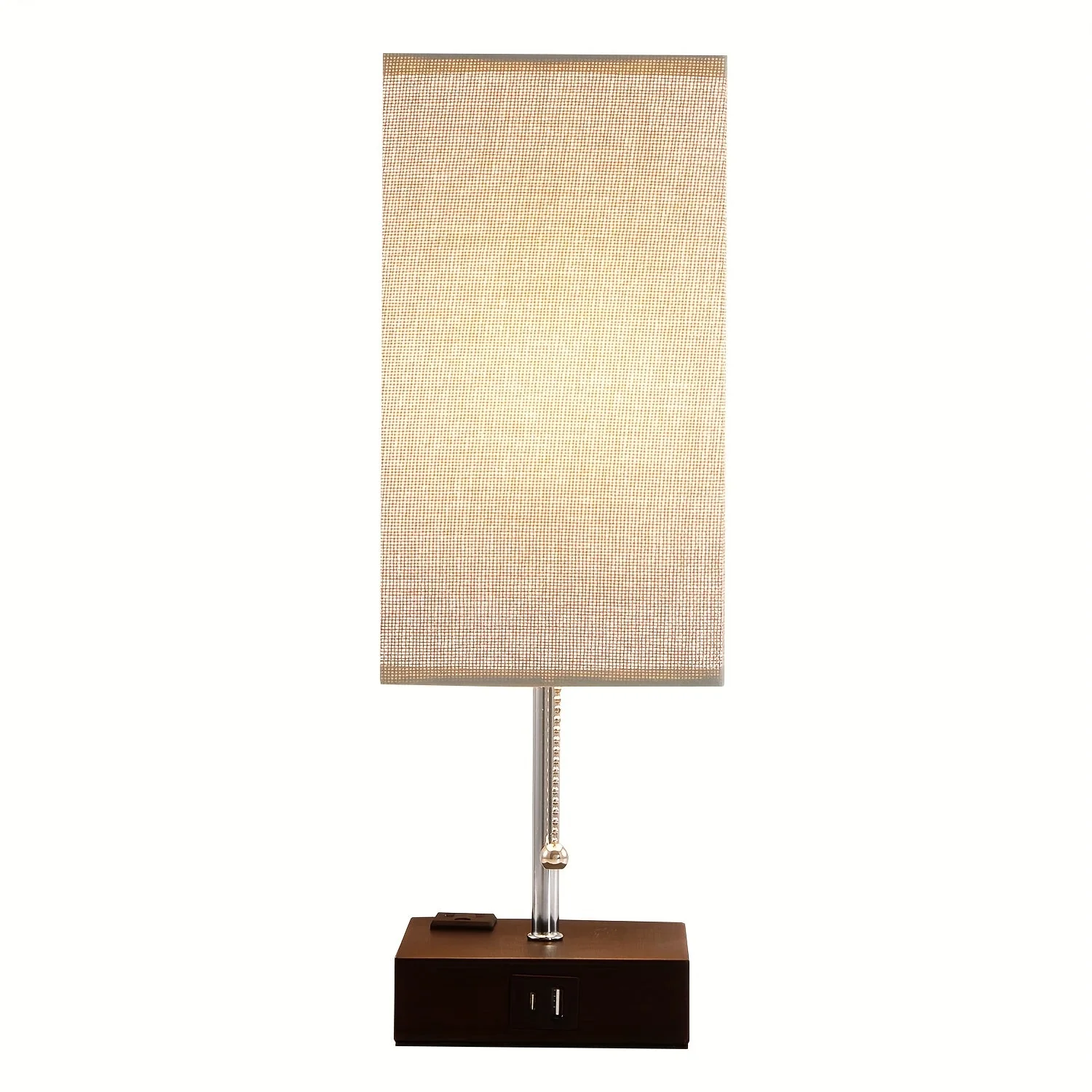 Touch Table Lamp with USB & Outlet – Modern Fabric Shade Bedside Light for Bedroom - Image 5