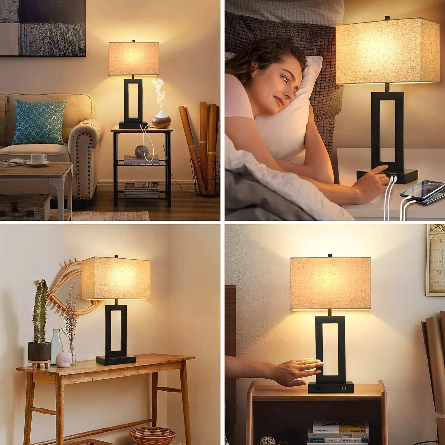 Touch Table Lamps Set of 2, USB, 3-Way Dimmable, Bedside Nightstand Lamp - Image 5