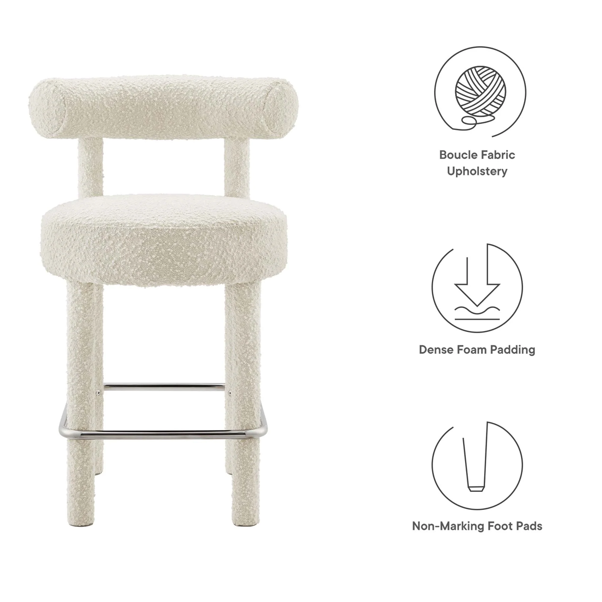 Toulouse Boucle Fabric Counter Stool by Modway - Image 3