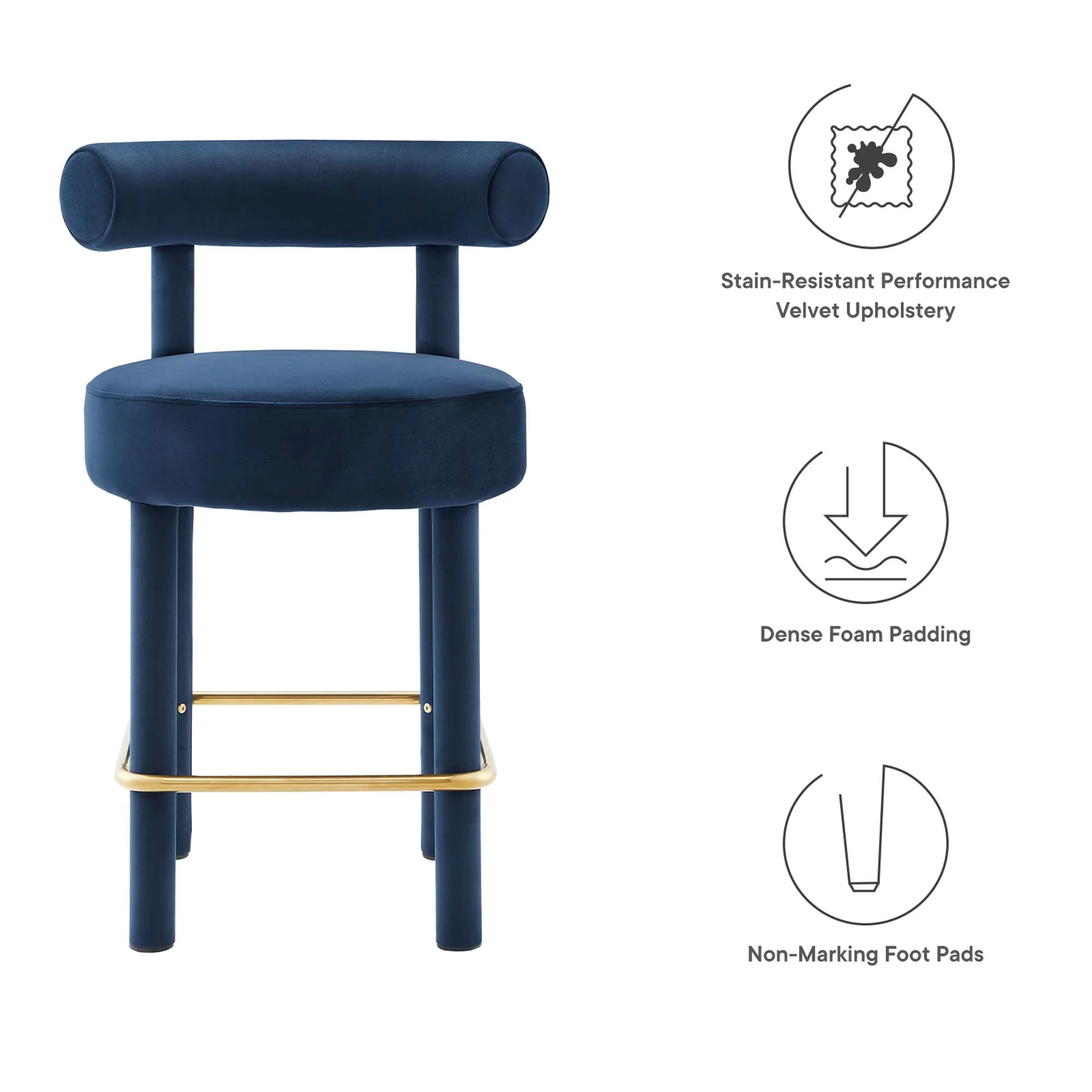 Toulouse Performance Velvet Counter Stool Set of 2 by Modway - Image 2