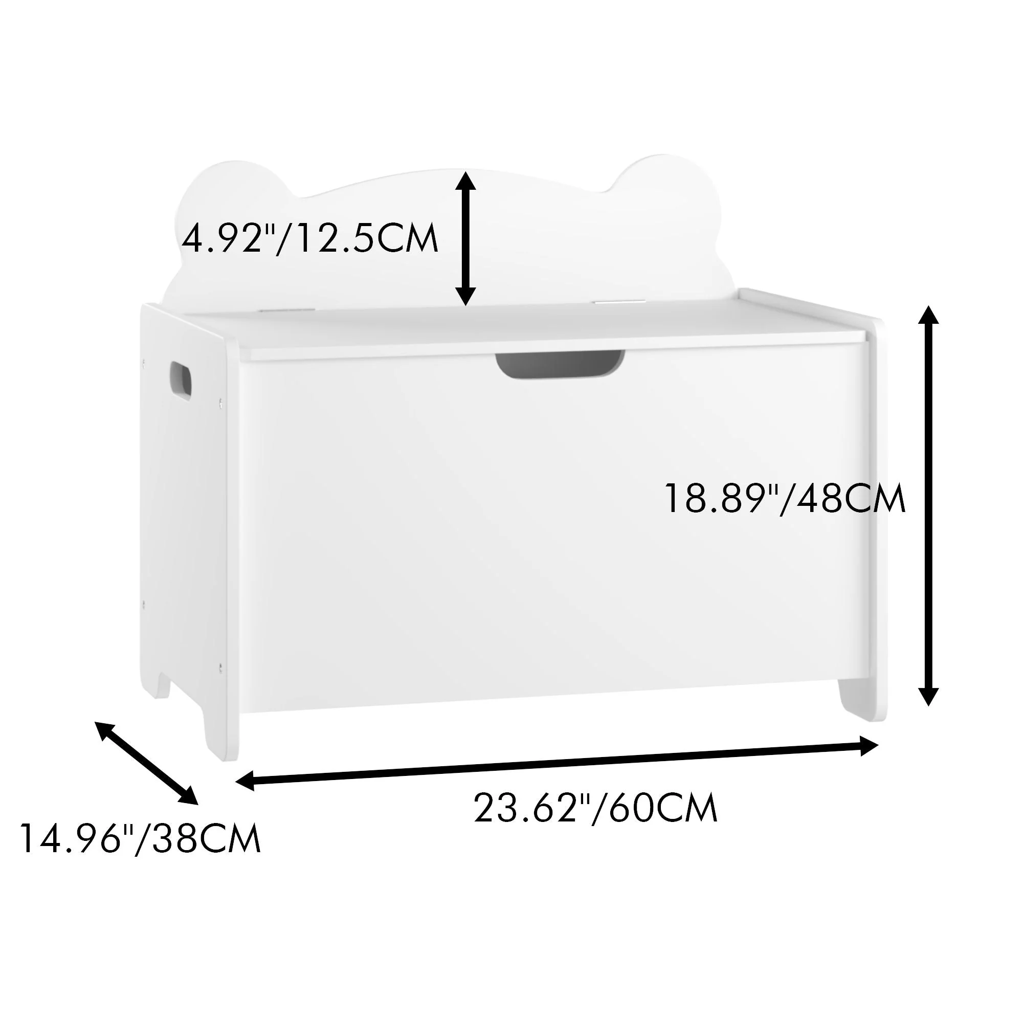Toy Box With Bear Headboard, Organizer Storage Chest - White - Image 4