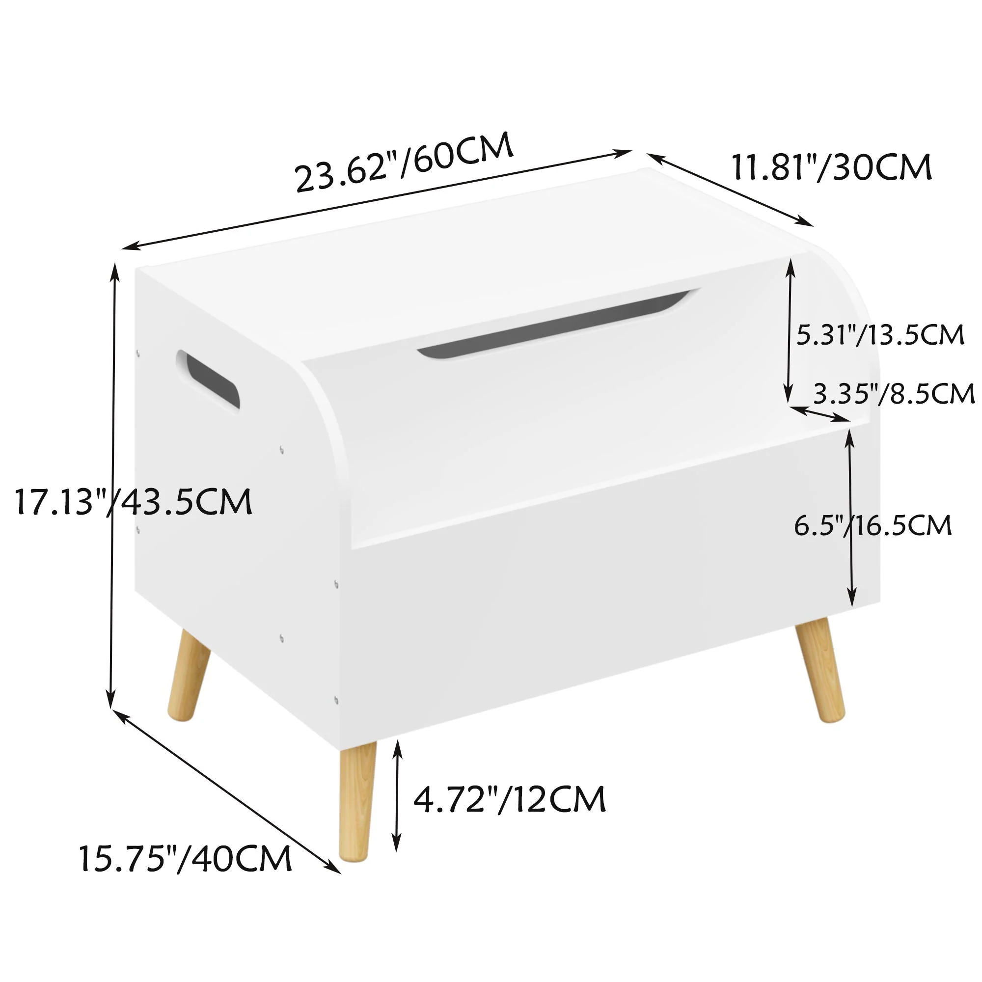 Toy Box With Front Bookshelf, Flip Top Lid, Safety Hinge For Kids Room Organization - White - Image 2
