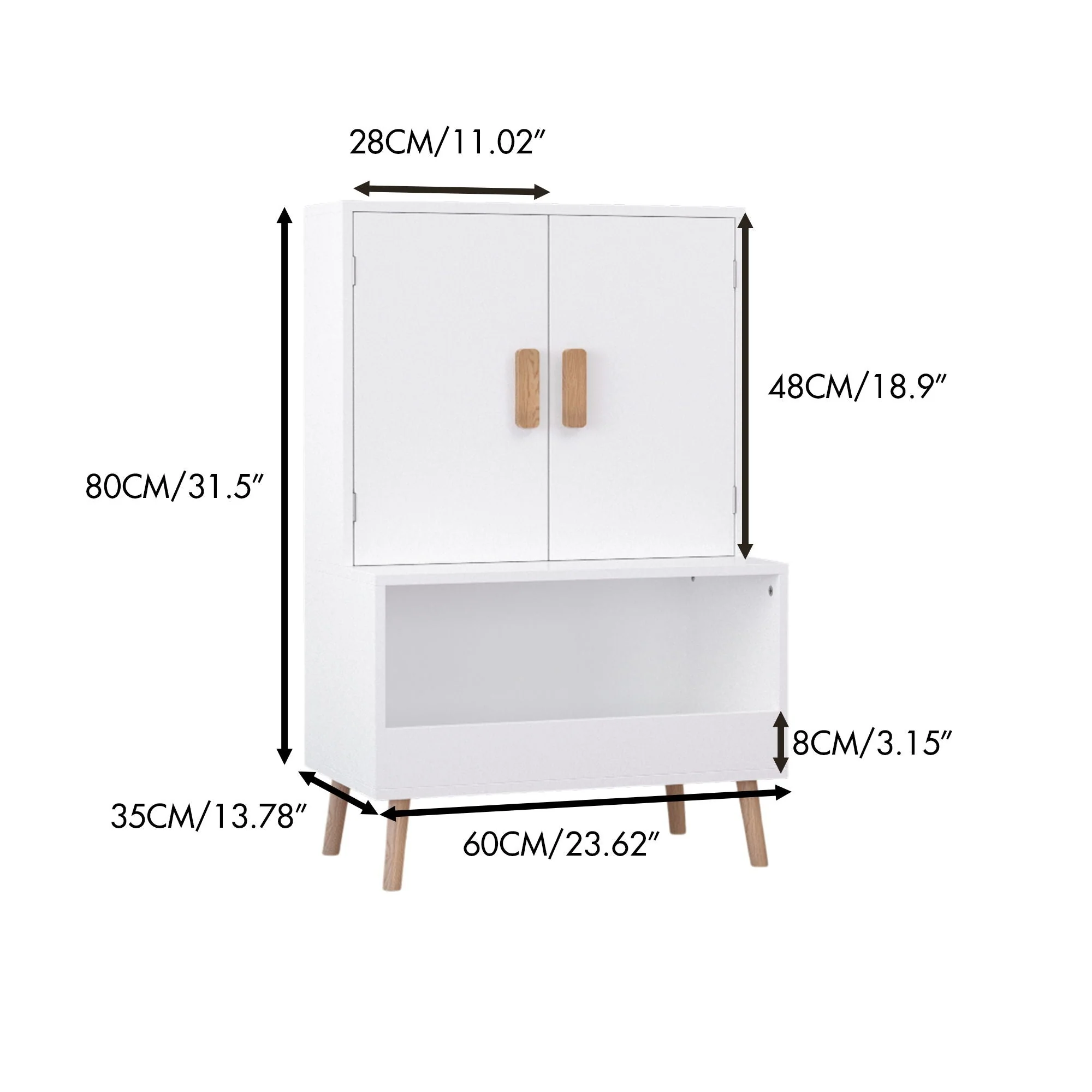 Toy Storage Cabinet With Doors And Open Shelf, Toddler Bookshelf For Playroom - White - Image 3
