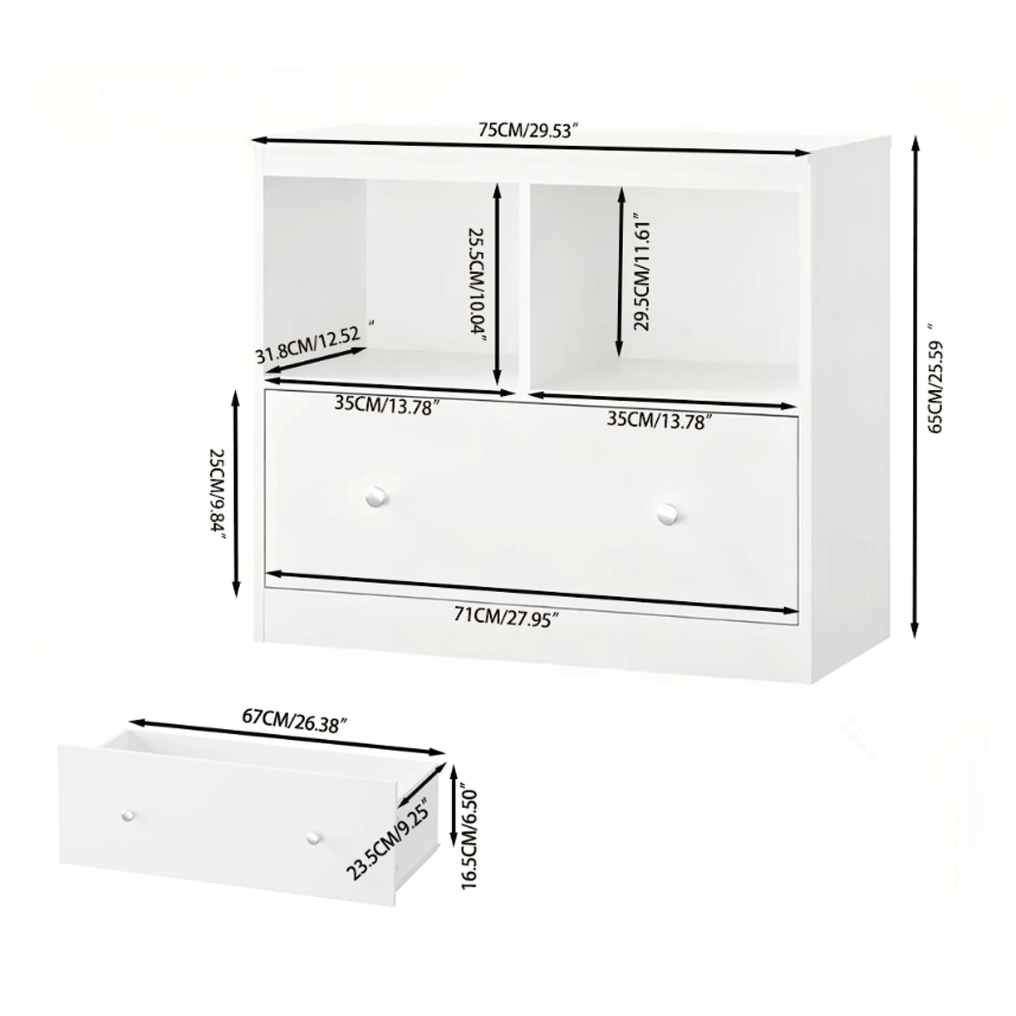 Toy Storage Organizer With Large Drawer And Low Bookshelf For Nursery & Playroom - White - Image 4