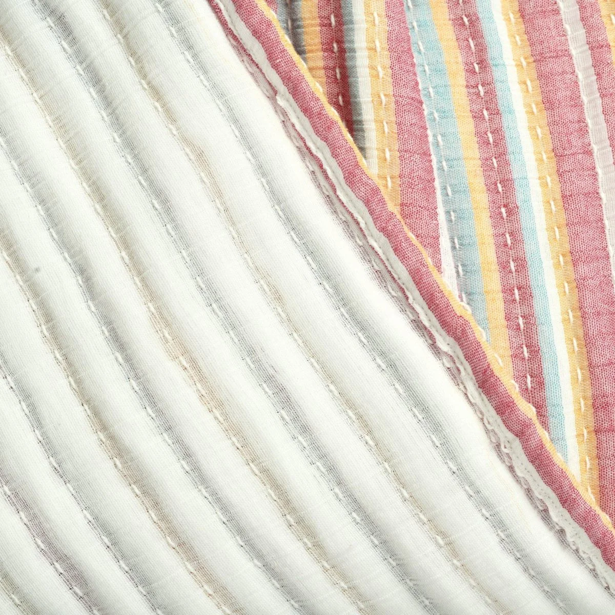 Tracy Stripe Kantha Pick Stitch Yarn Dyed Cotton Woven Throw - Image 3