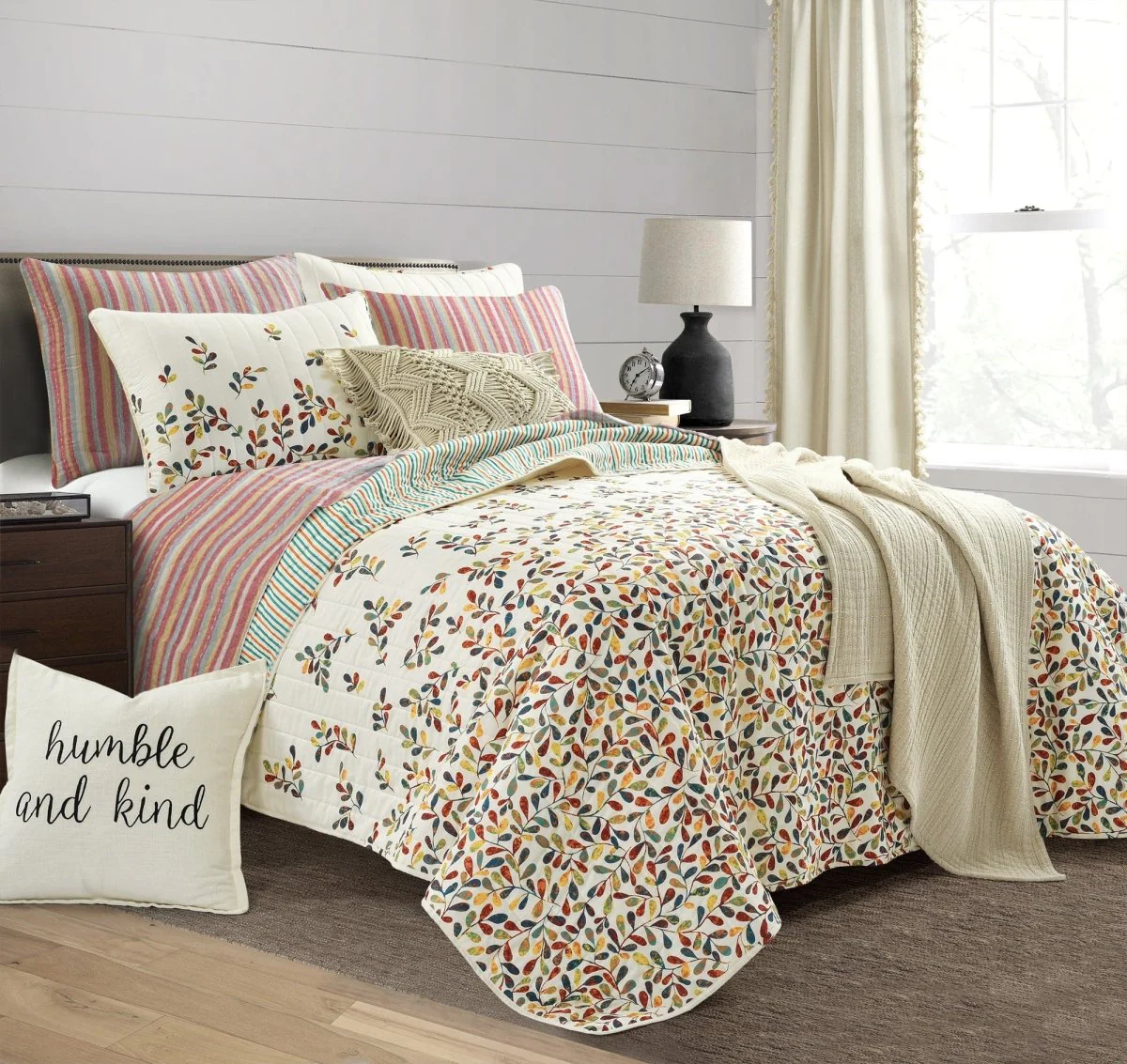 Tracy Stripe Pick Stitch Kantha Yarn Dyed Cotton Woven Quilt/Coverlet Set - Image 6
