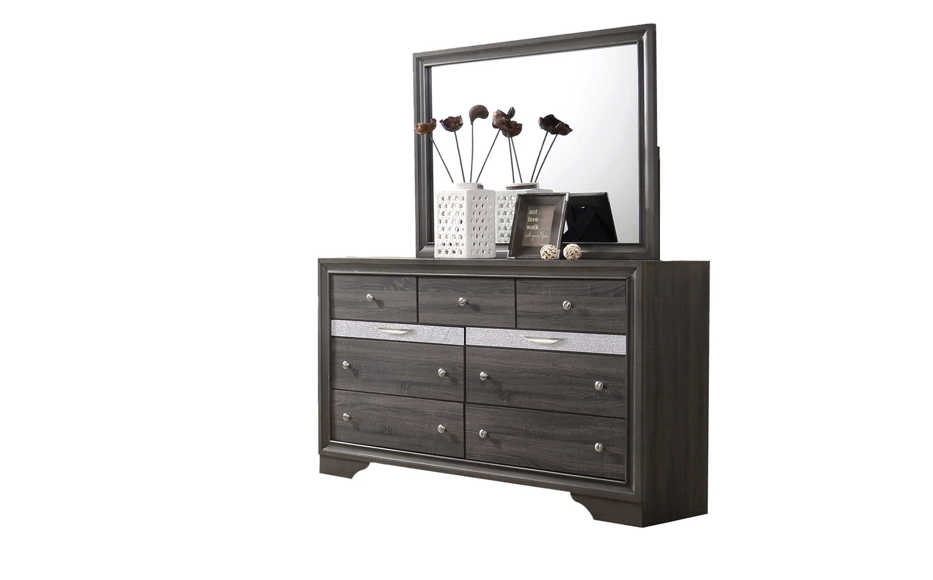 Traditional Queen 5 PC Storage Bedroom Set in Gray Wood - Image 14