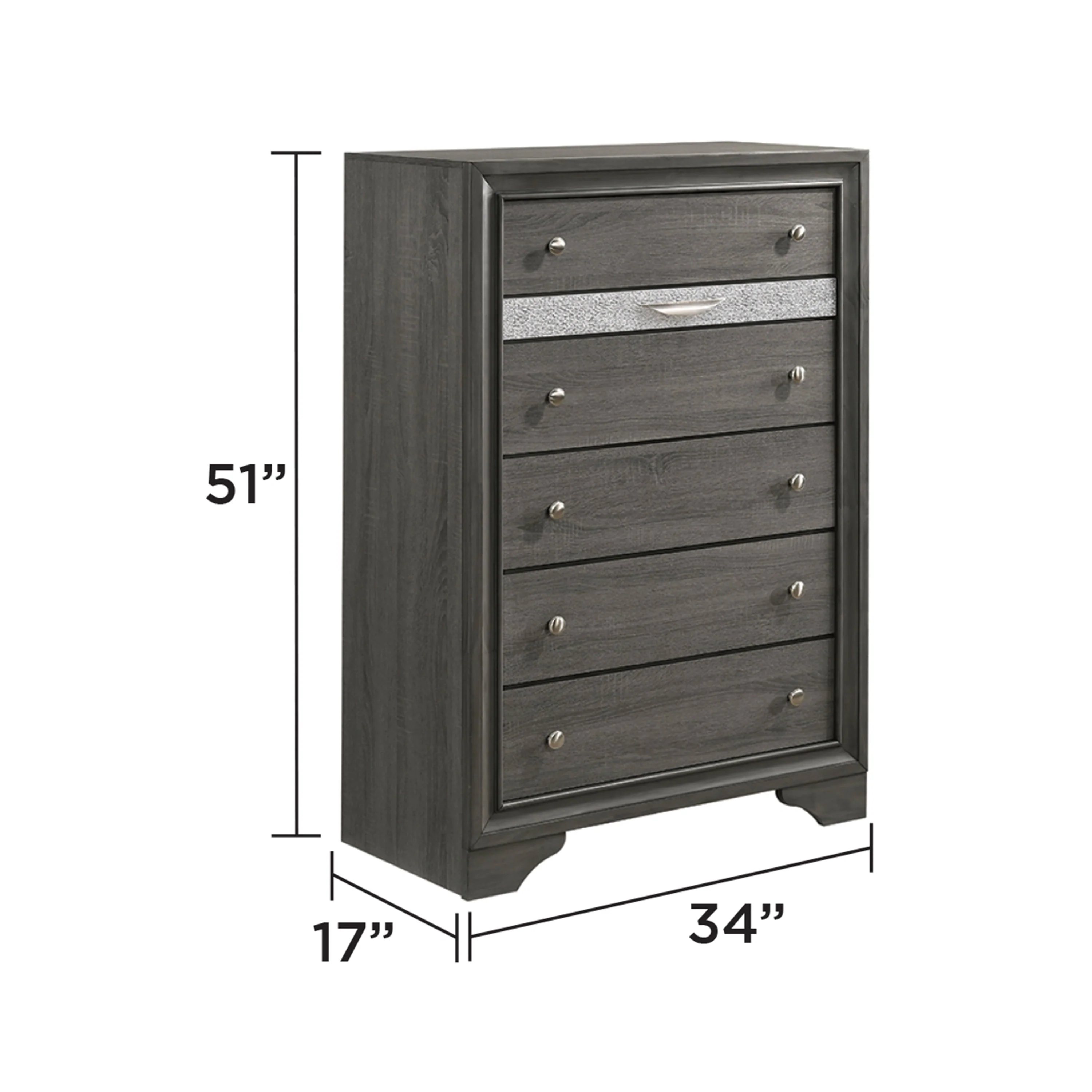 Traditional Queen 5 PC Storage Bedroom Set in Gray Wood - Image 7