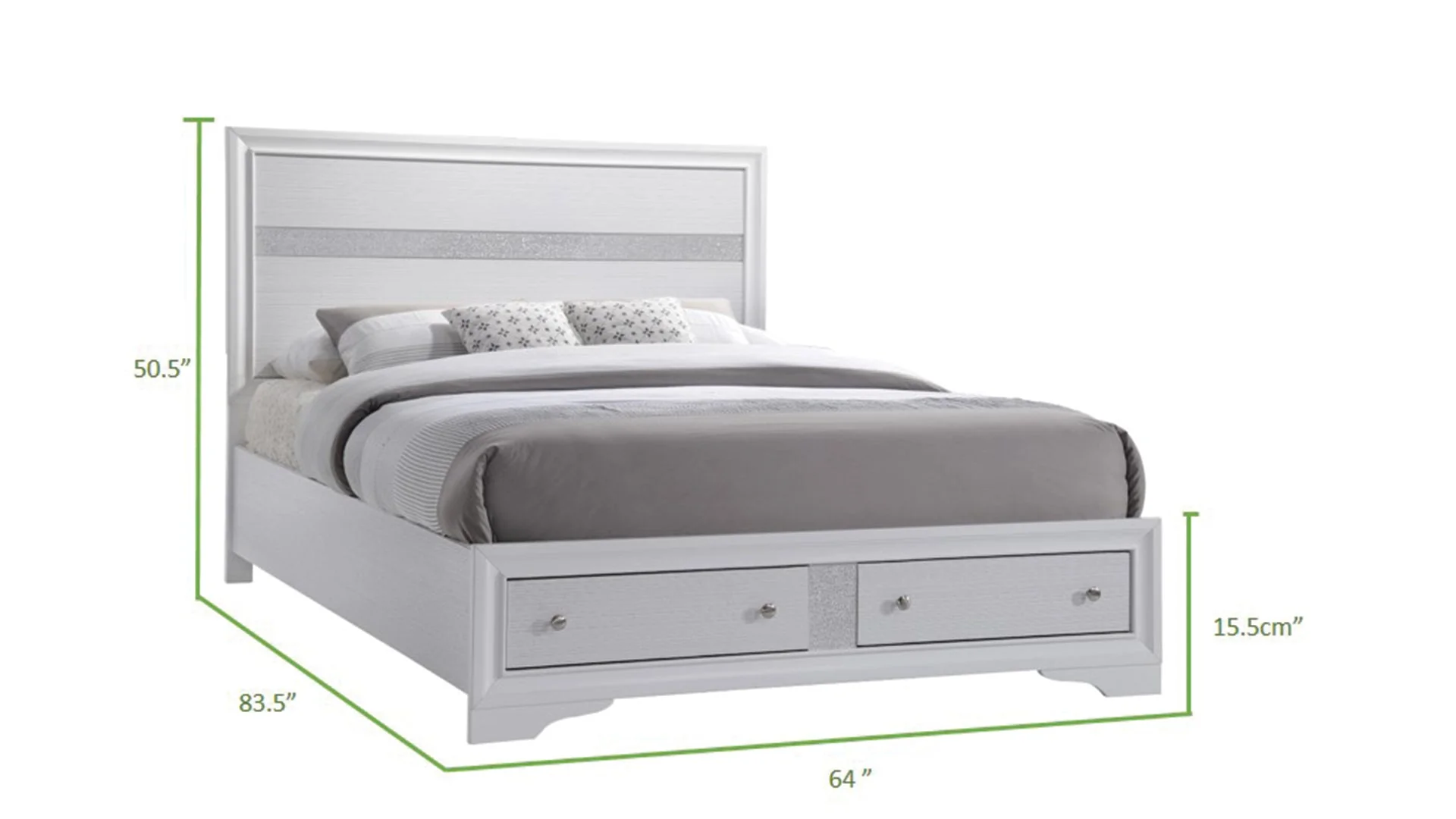Traditional Style Queen 4 Pc Storage Bedroom Set Made with Wood in White - Image 4