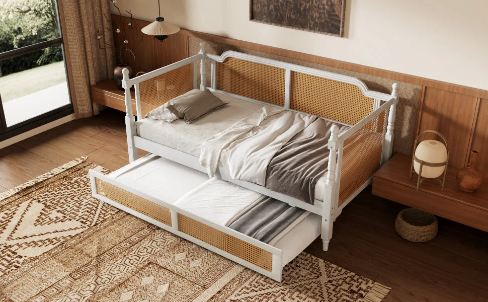 Traditional Style Rattan Twin Size Daybed with Twin Trundle - Image 15