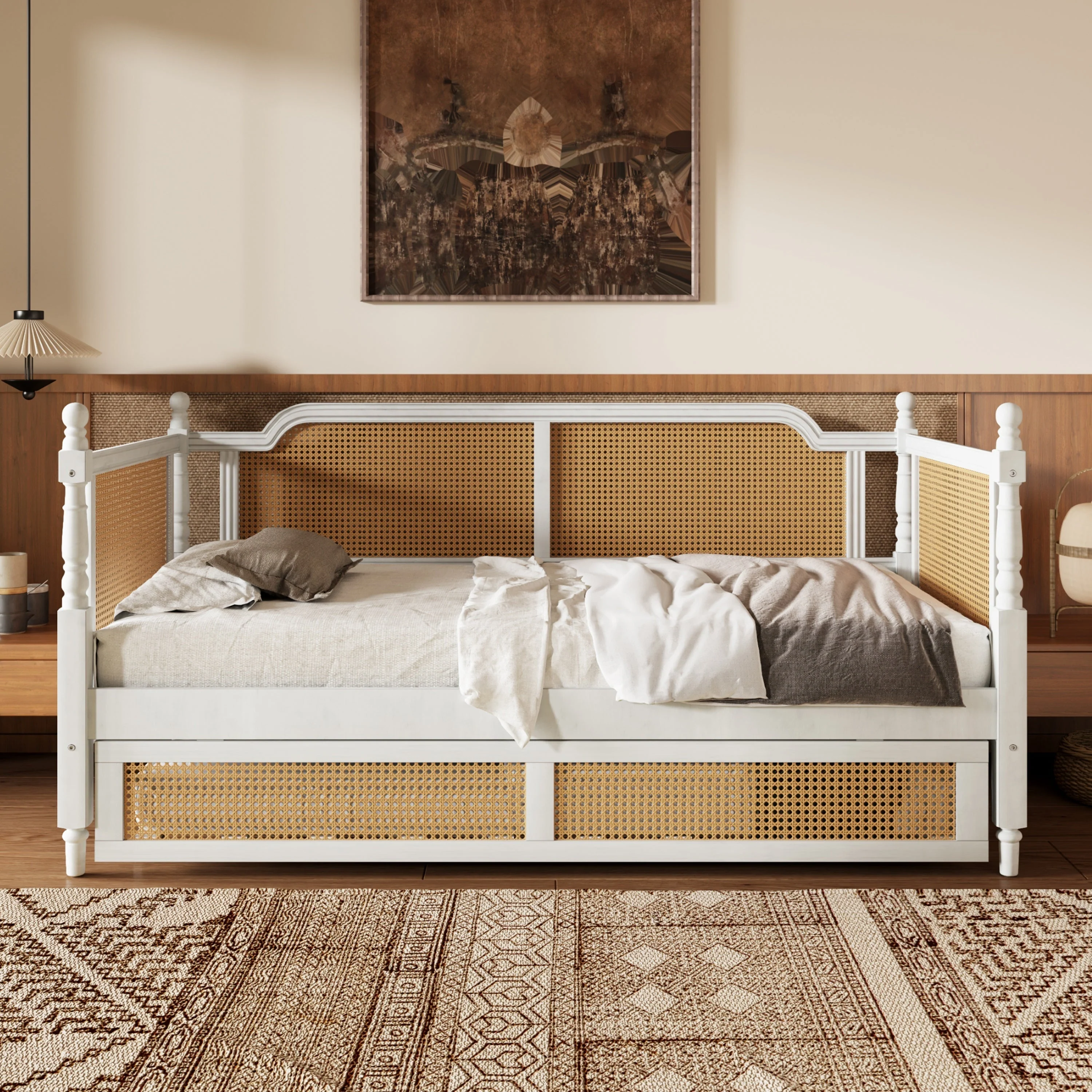 Traditional Style Rattan Twin Size Daybed with Twin Trundle - Image 5