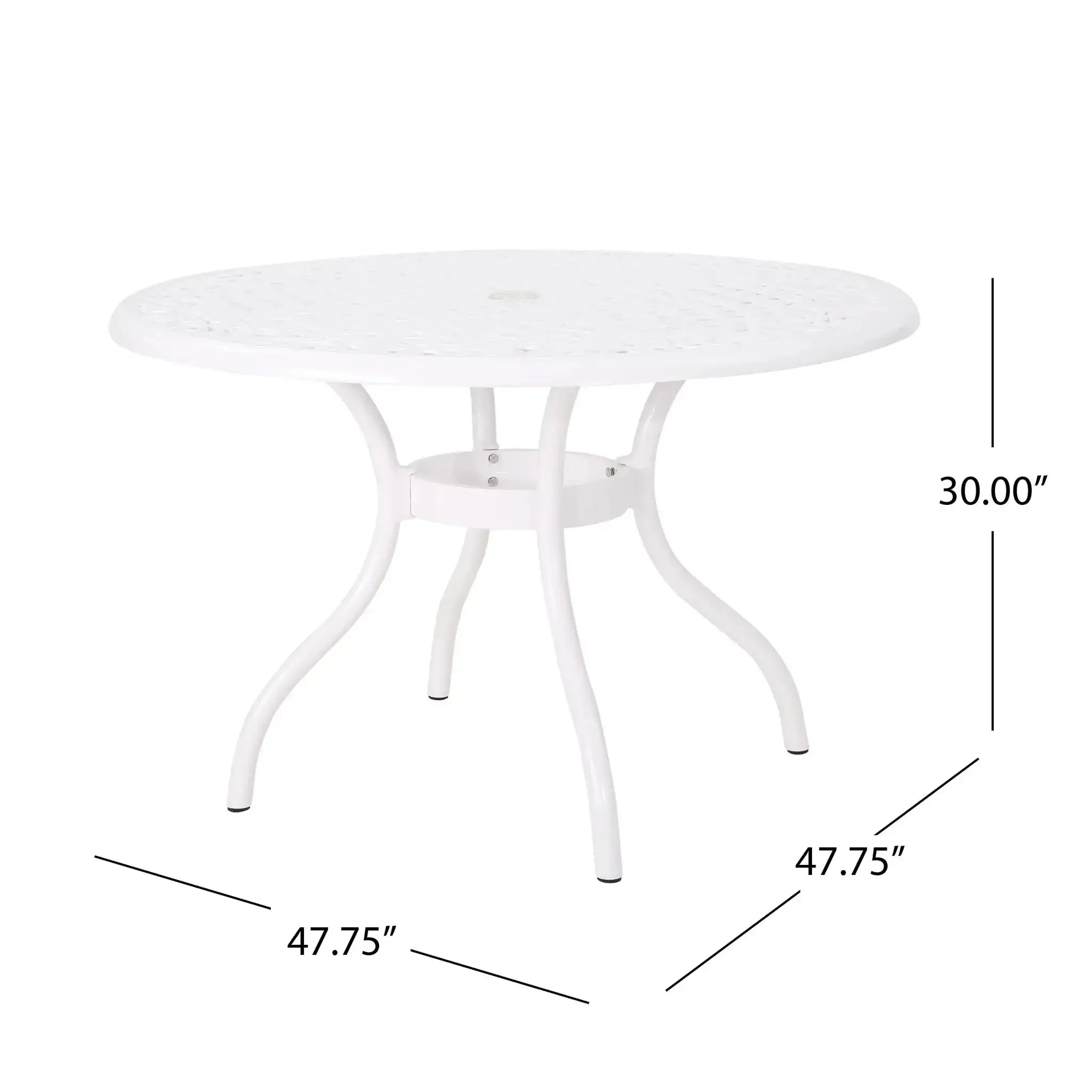 Tranquilius - Outdoor Round Dining Table With Lattice Tabletop, Umbrella Hole And Curved Legs - Image 6