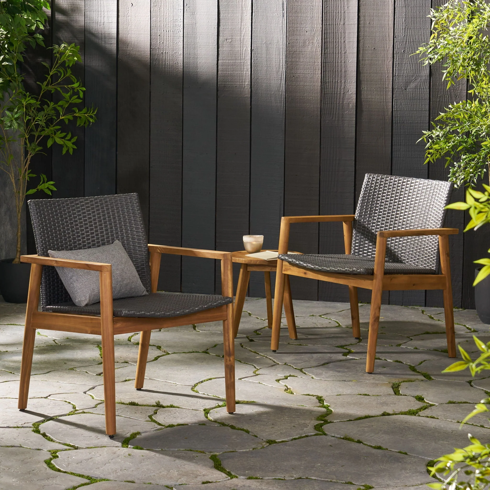 Tranquilize Outdoor Wooden Club Chair Set - Light Brown - Image 3