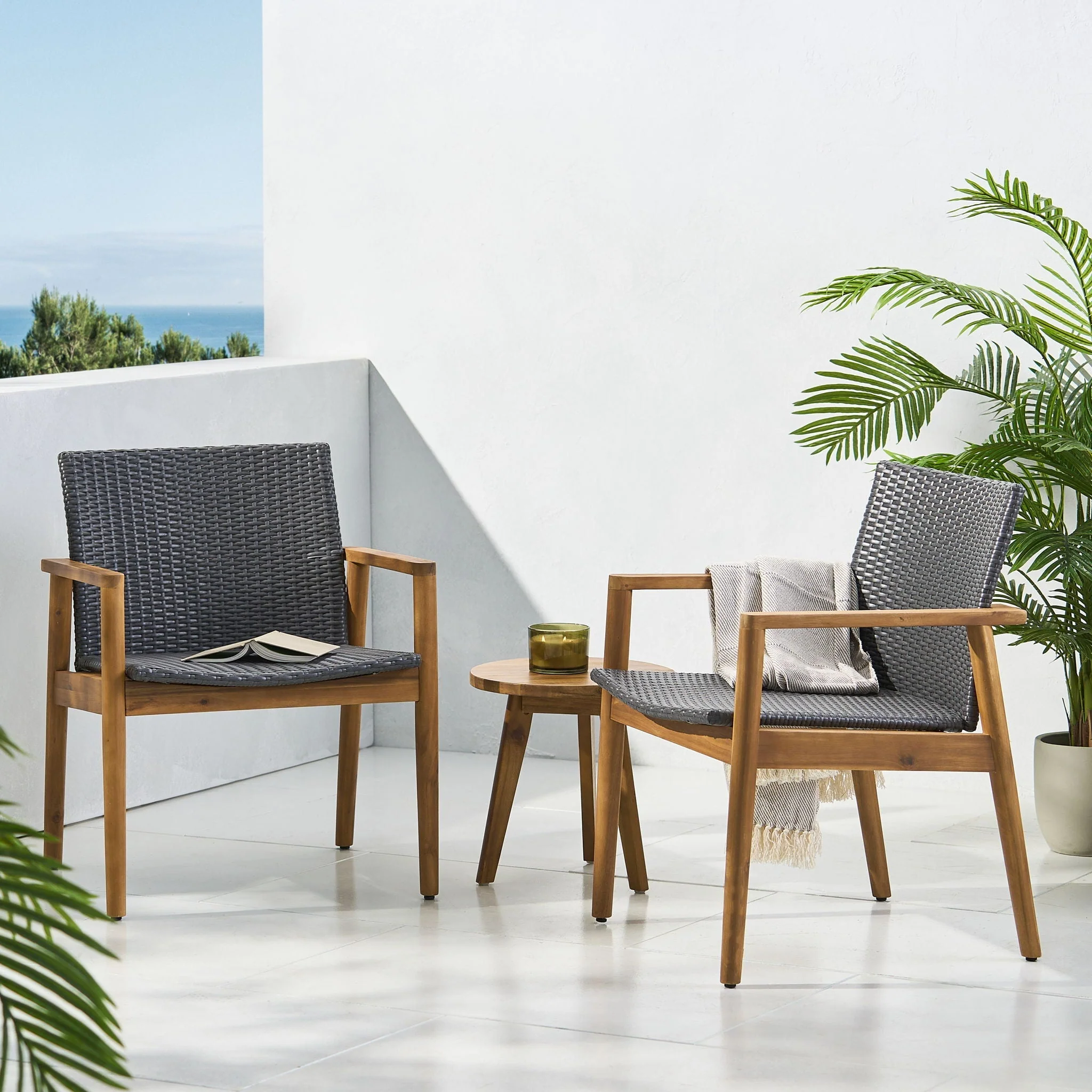 Tranquilize Outdoor Wooden Club Chair Set - Light Brown - Image 4