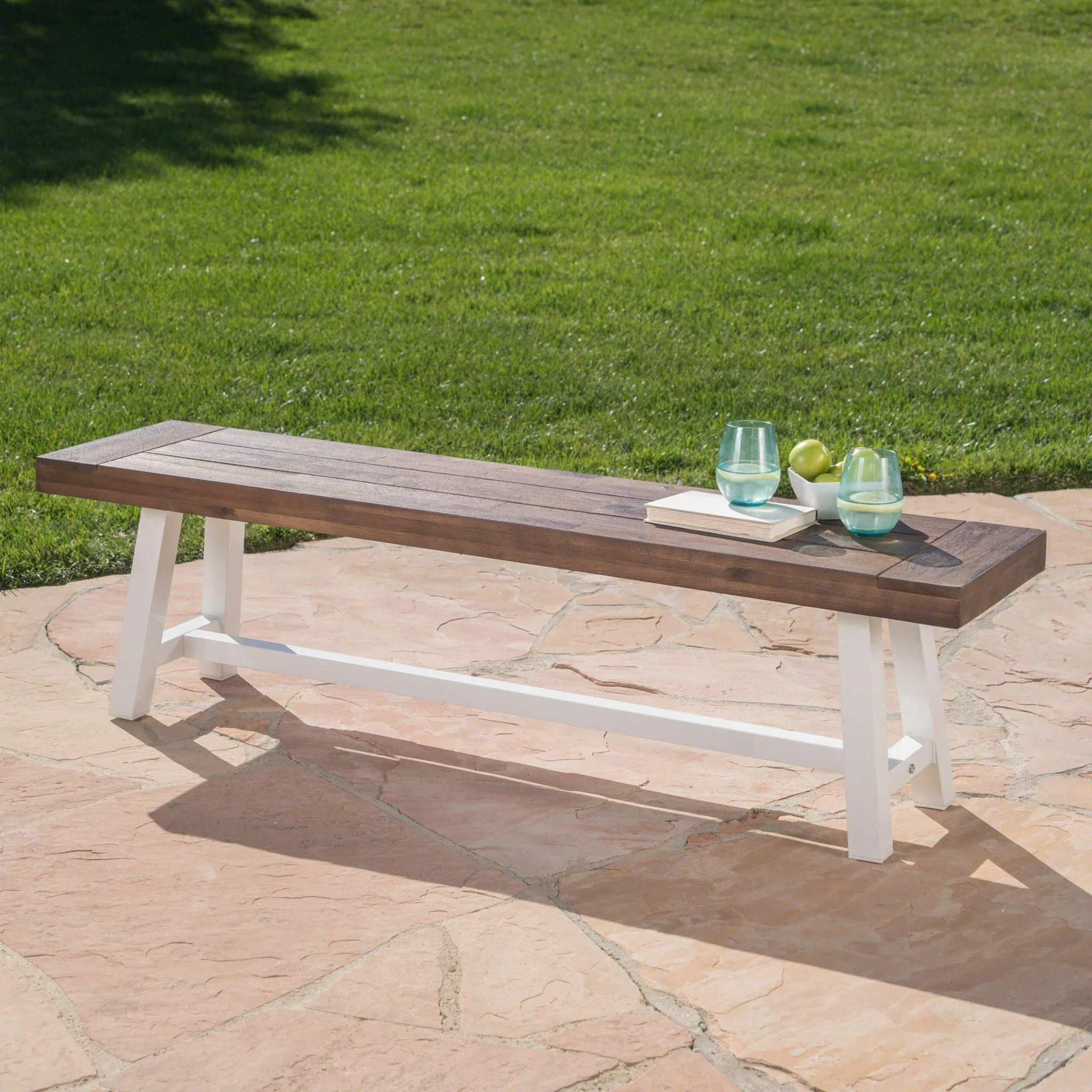 Tranquilizer - Outdoor Acacia Wood Bench With Slat Panel Design - Image 12