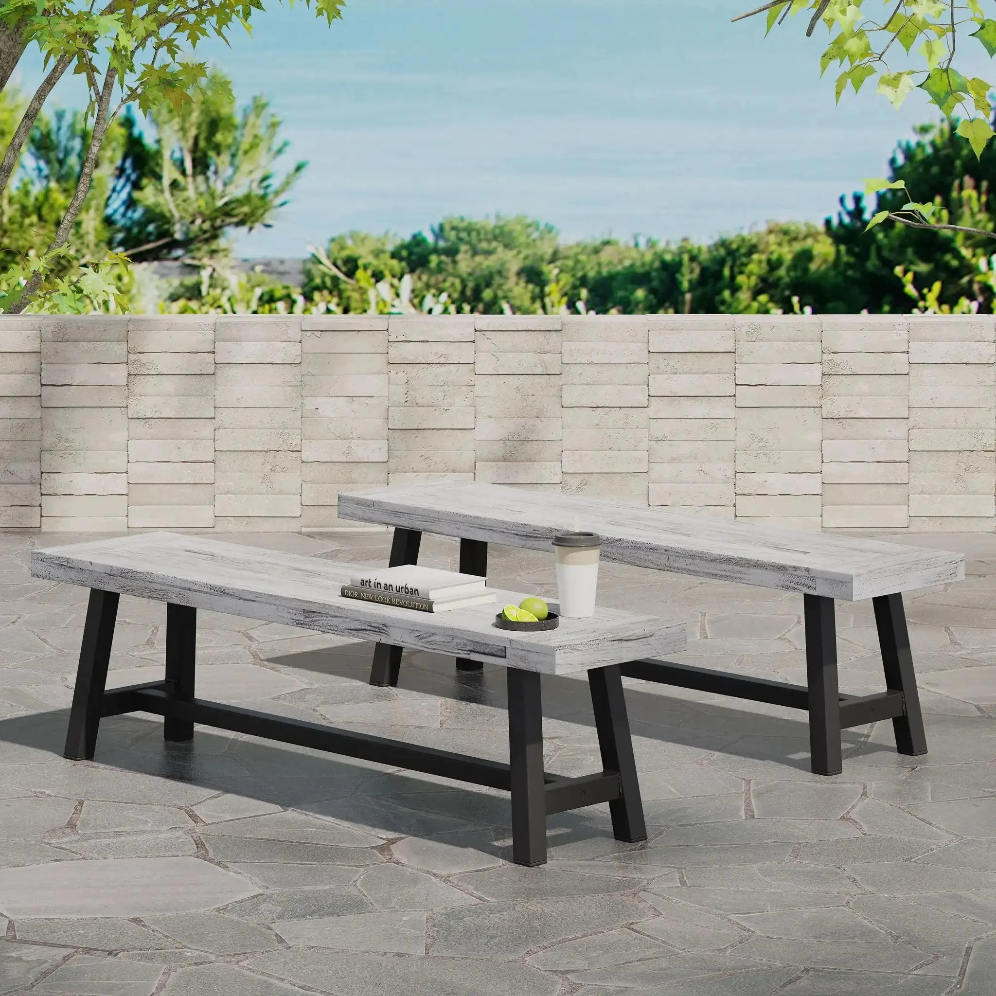 Tranquilizer - Outdoor Acacia Wood Bench With Slat Panel Design - Image 17