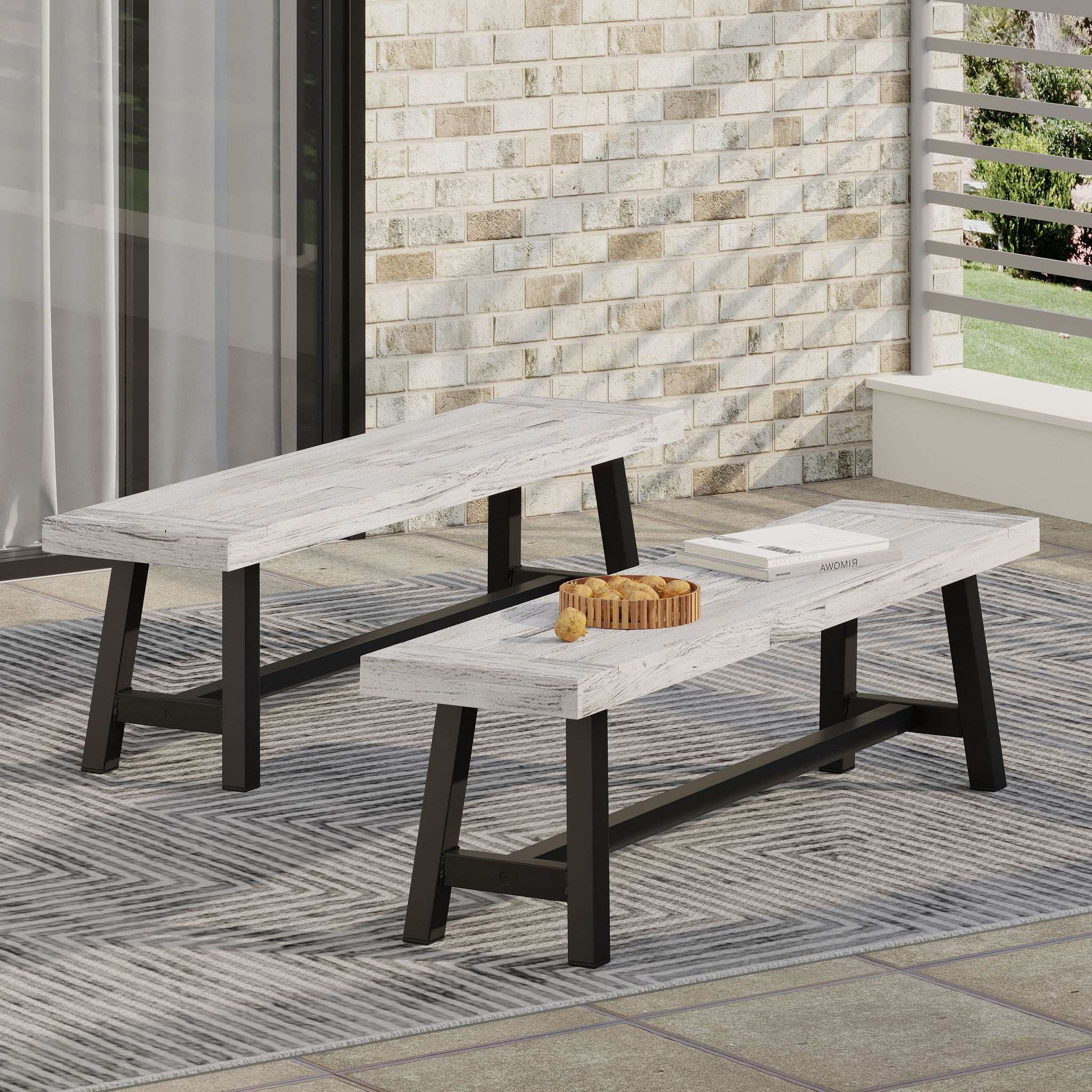 Tranquilizer - Outdoor Acacia Wood Bench With Slat Panel Design - Image 19