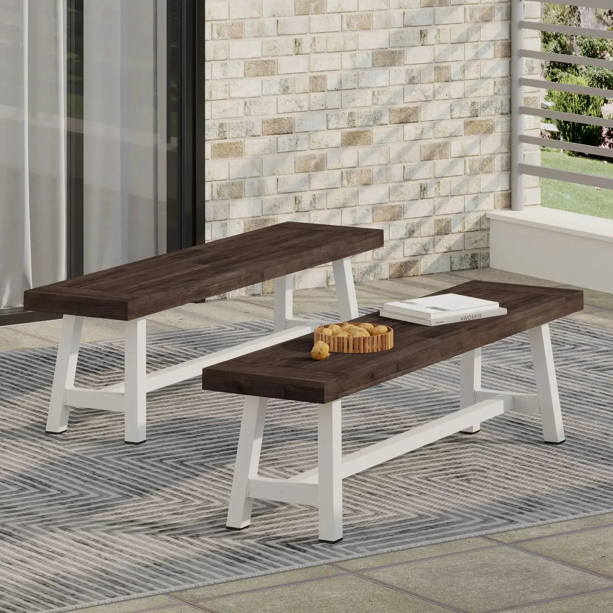 Tranquilizer - Outdoor Acacia Wood Bench With Slat Panel Design - Image 7