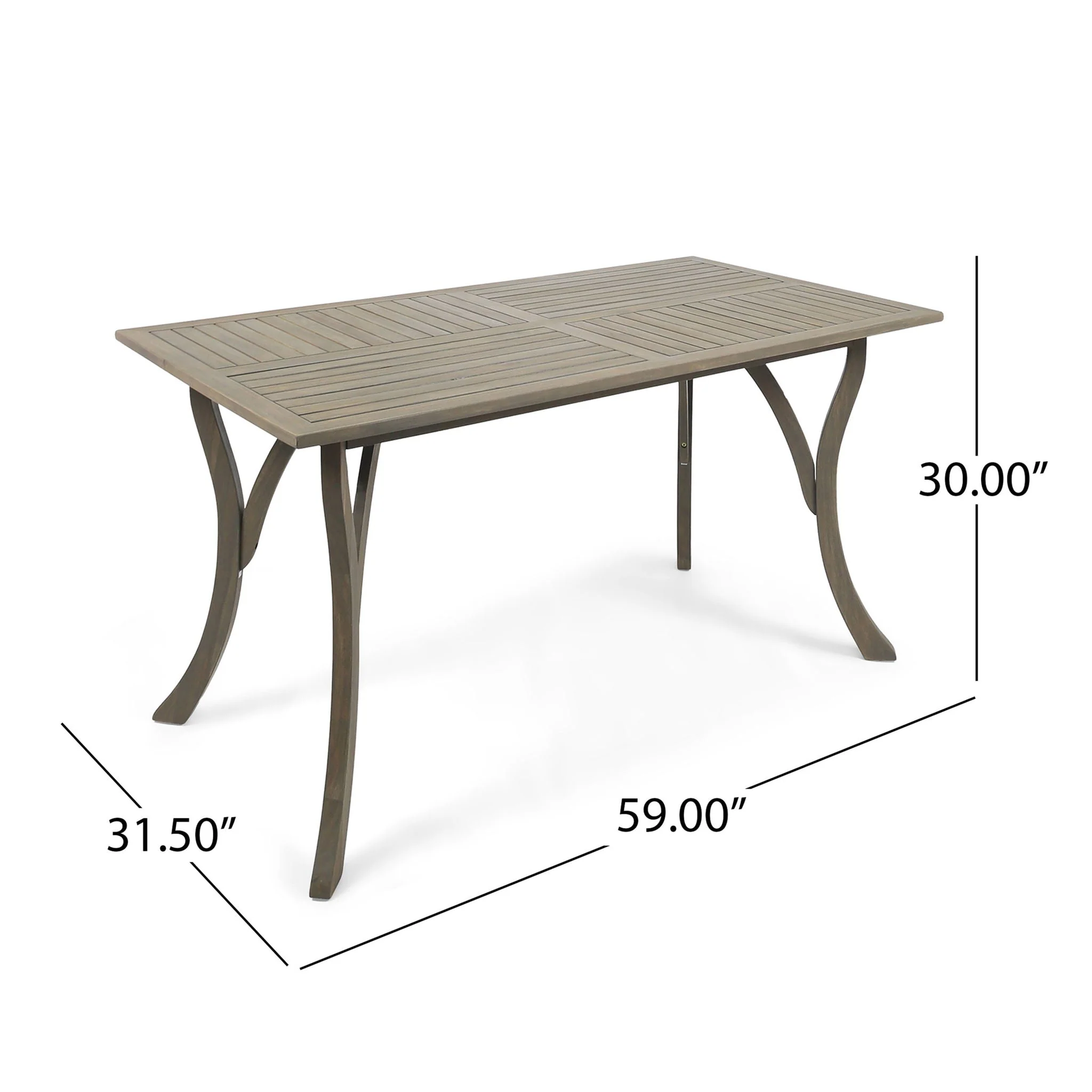 Transitional Acacia Wood Dining Table With Slat Panel Top - Gray - Image 4