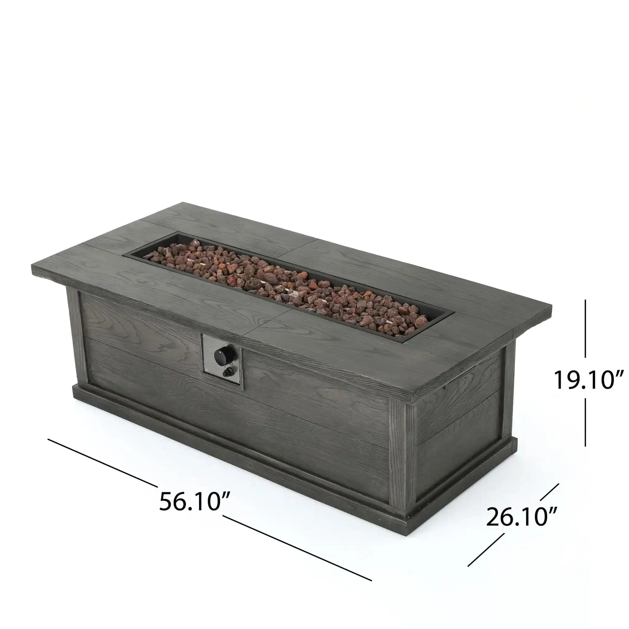 Transitional Rectangular Outdoor Propane Fire Pit with 50,000 BTU - Image 3
