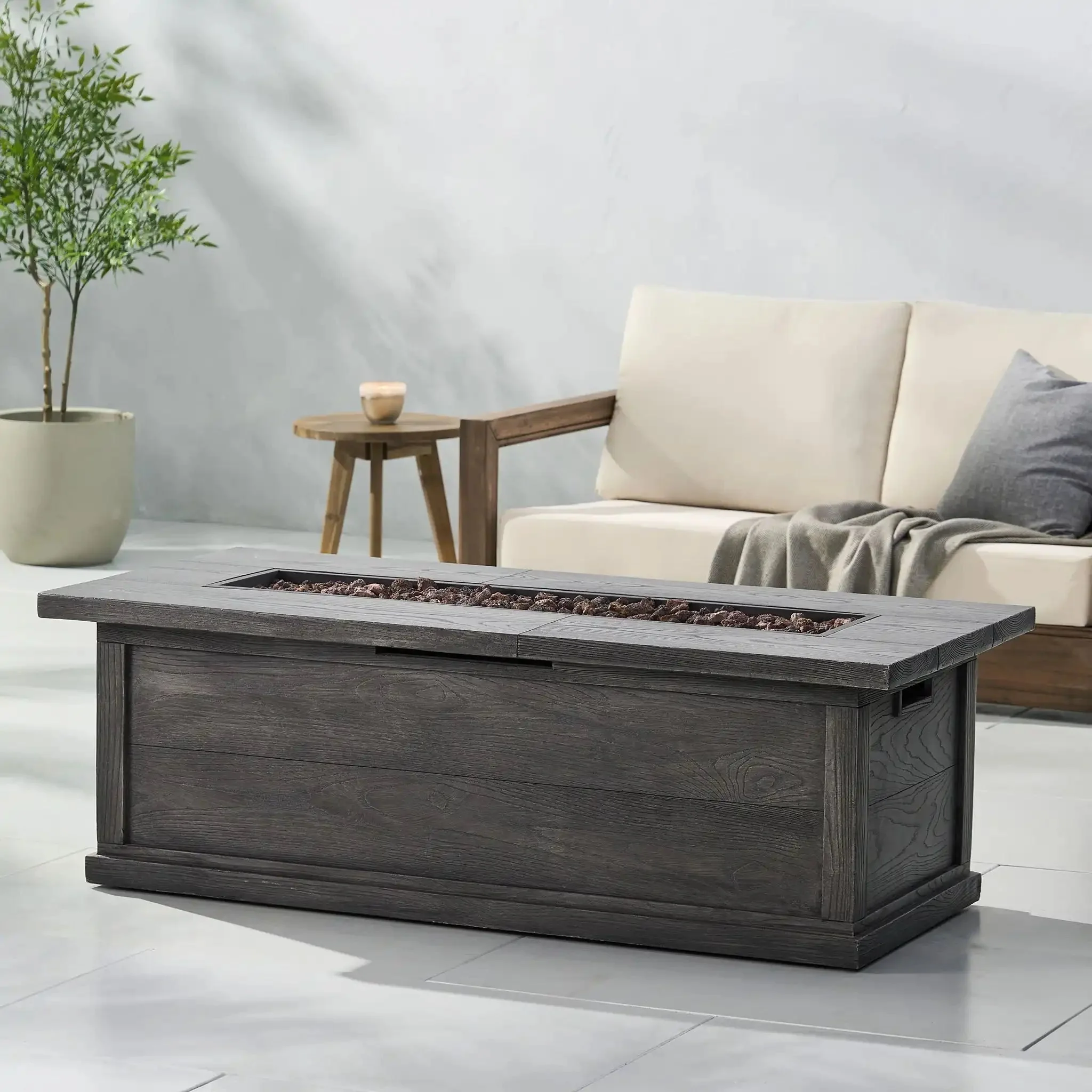 Transitional Rectangular Outdoor Propane Fire Pit with 50,000 BTU - Image 4