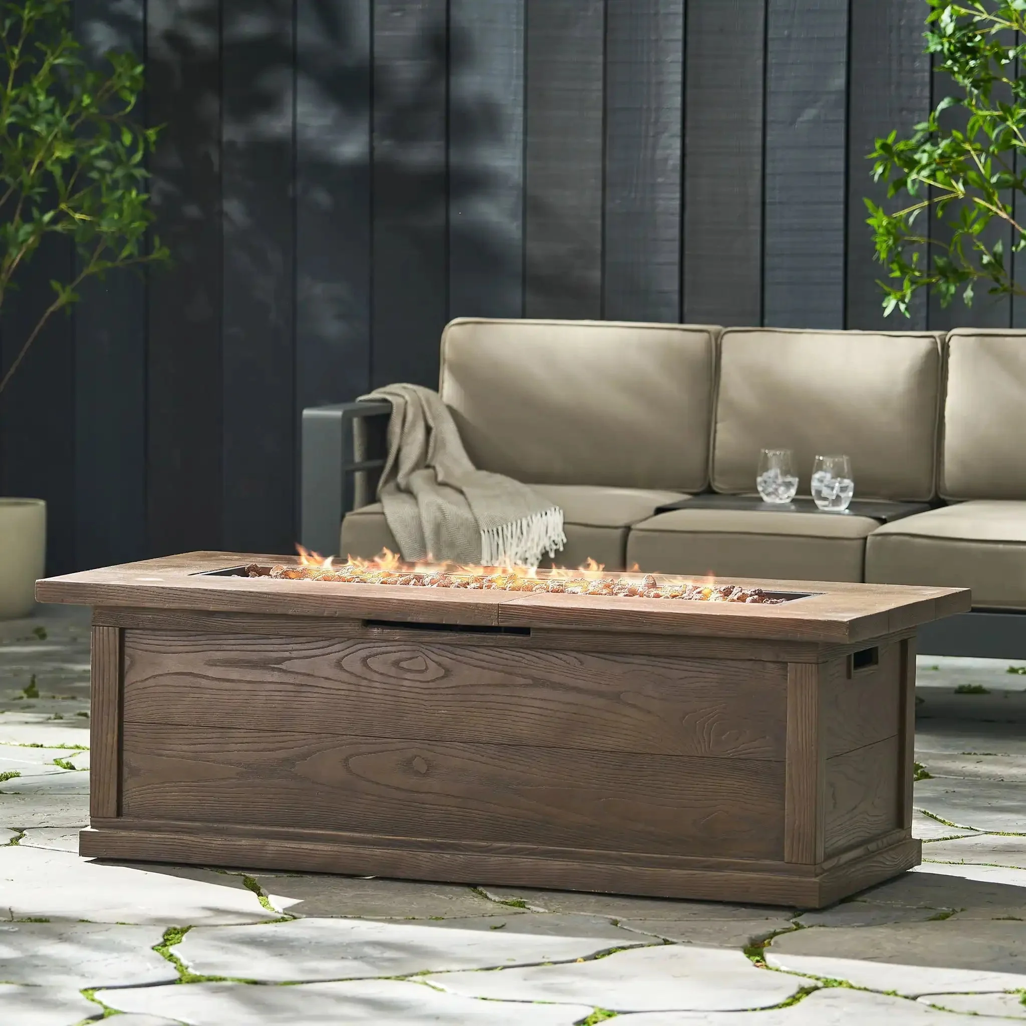 Transitional Rectangular Outdoor Propane Fire Pit with 50,000 BTU - Image 6