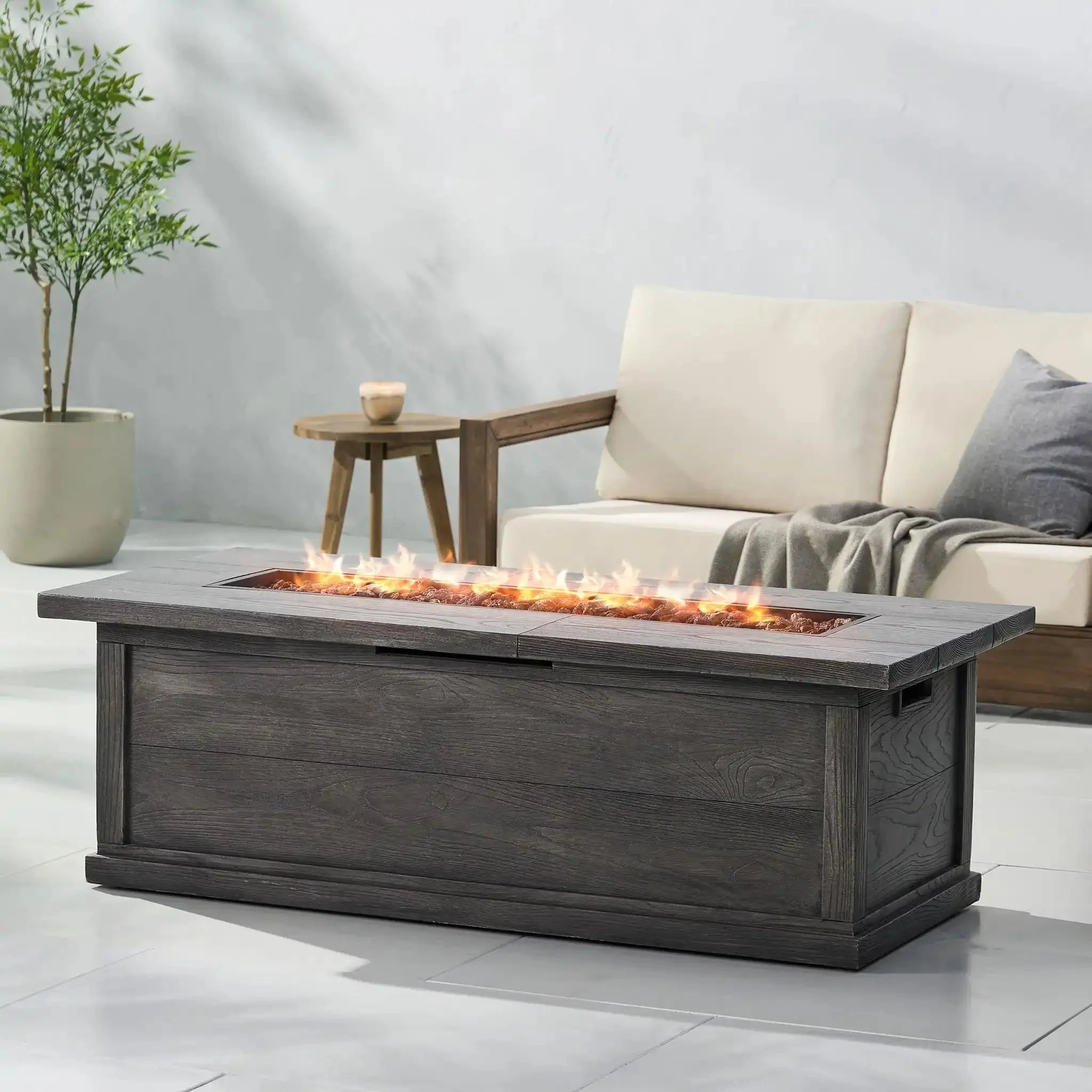 Transitional Rectangular Outdoor Propane Fire Pit with 50,000 BTU - Image 7