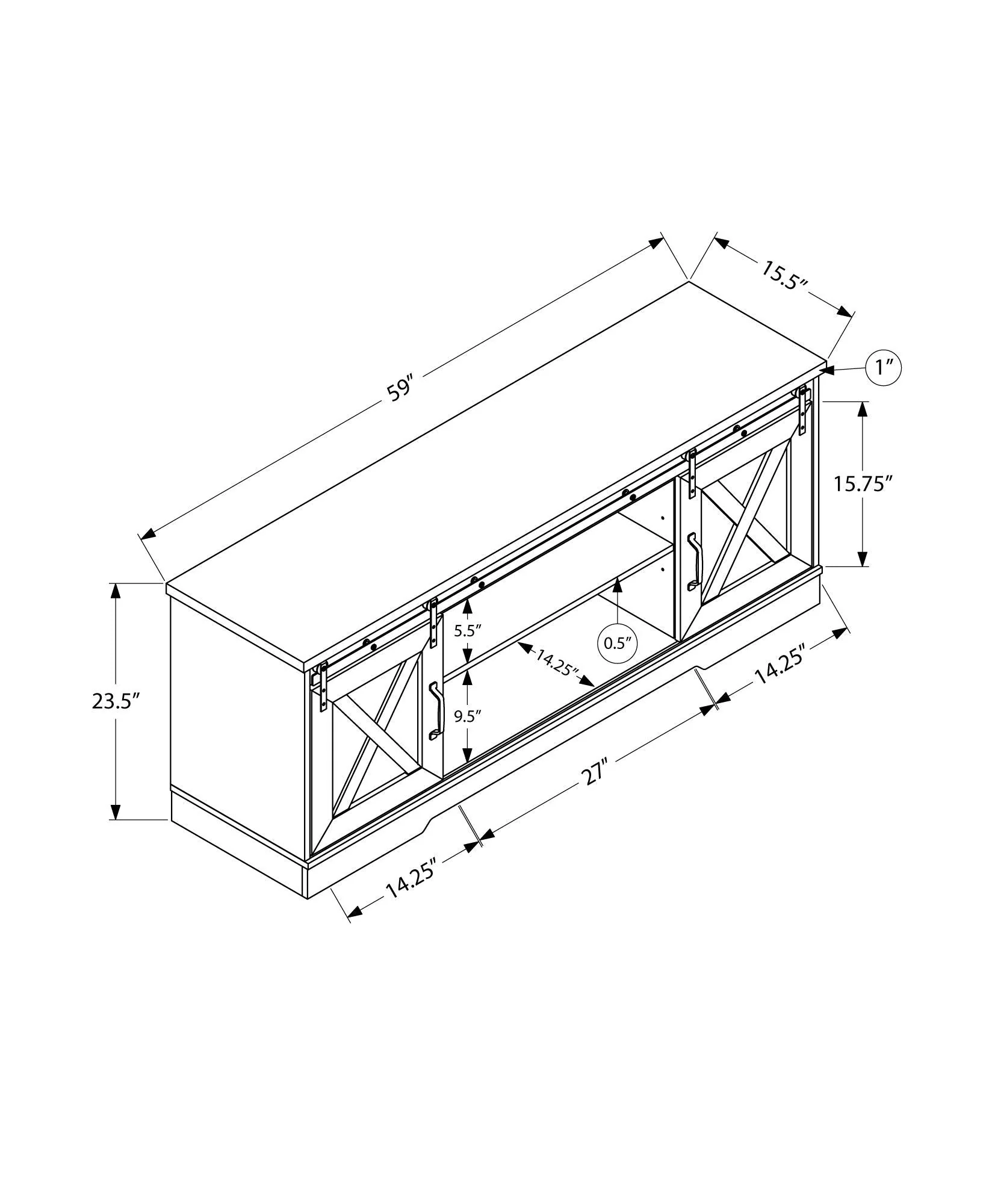 Transitional TV Stand Console Media Entertainment Center - Image 9