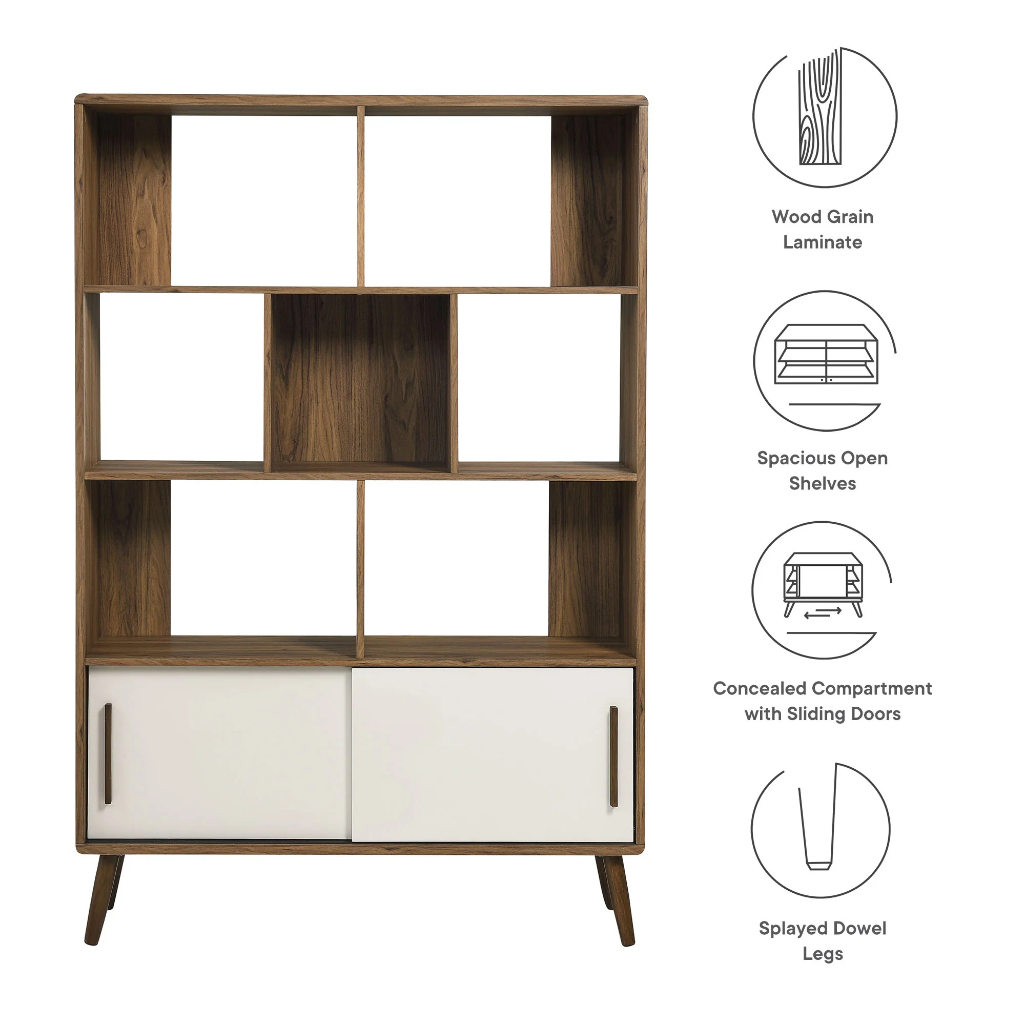 Transmit 45" Four-Tier Bookcase with Sliding Doors - Image 12