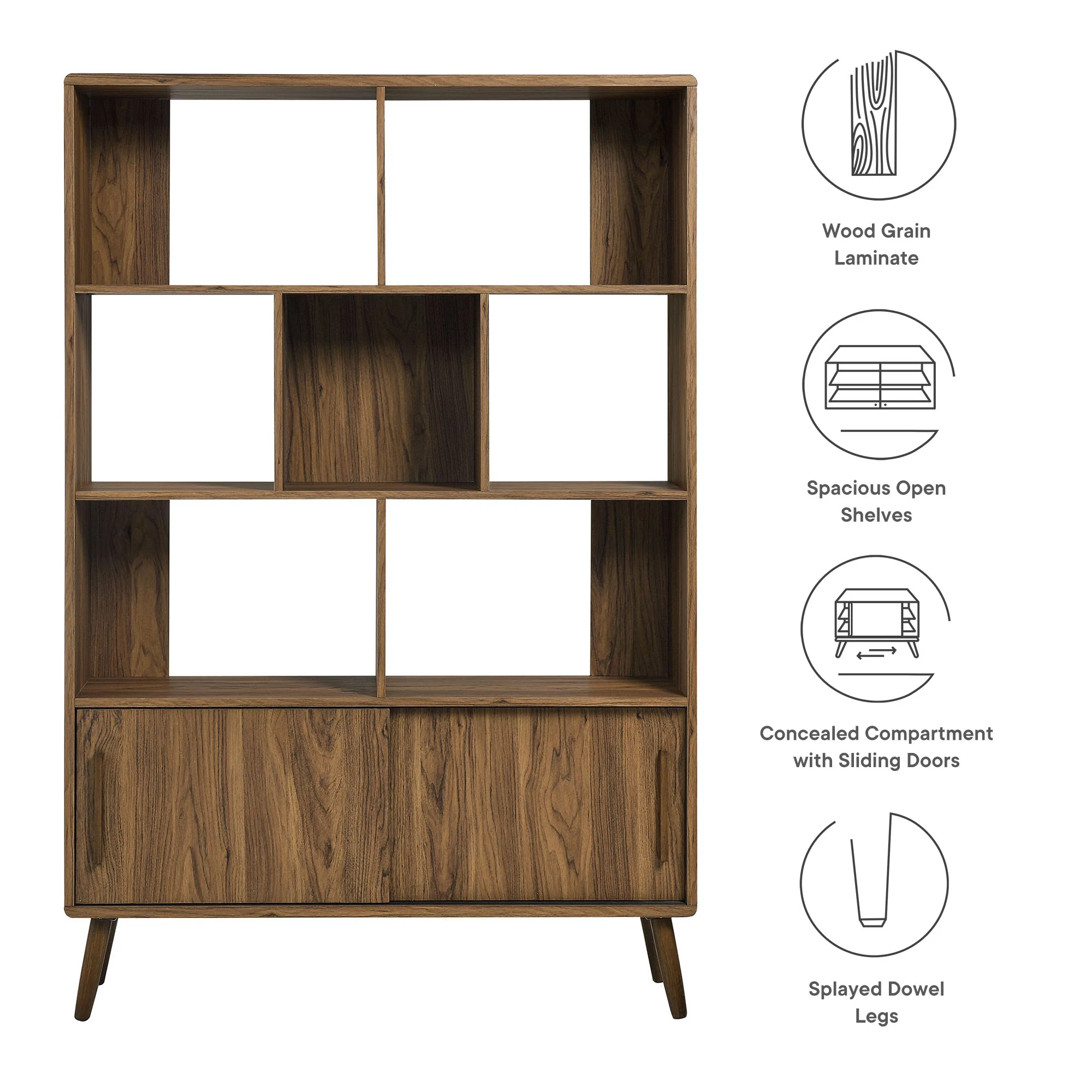 Transmit 45" Four-Tier Bookcase with Sliding Doors - Image 3