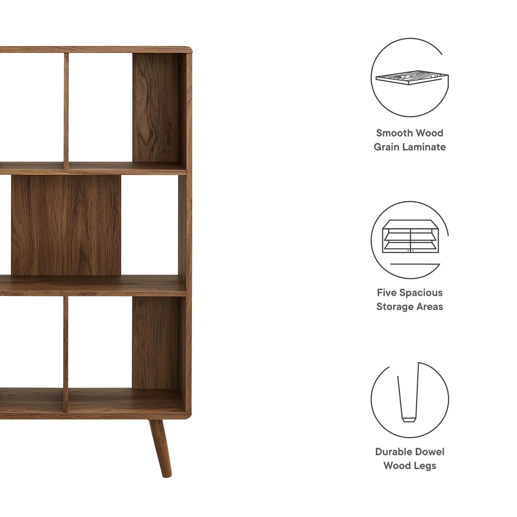 Transmit 5 Shelf Wood Grain Bookcase by Modway - Image 19
