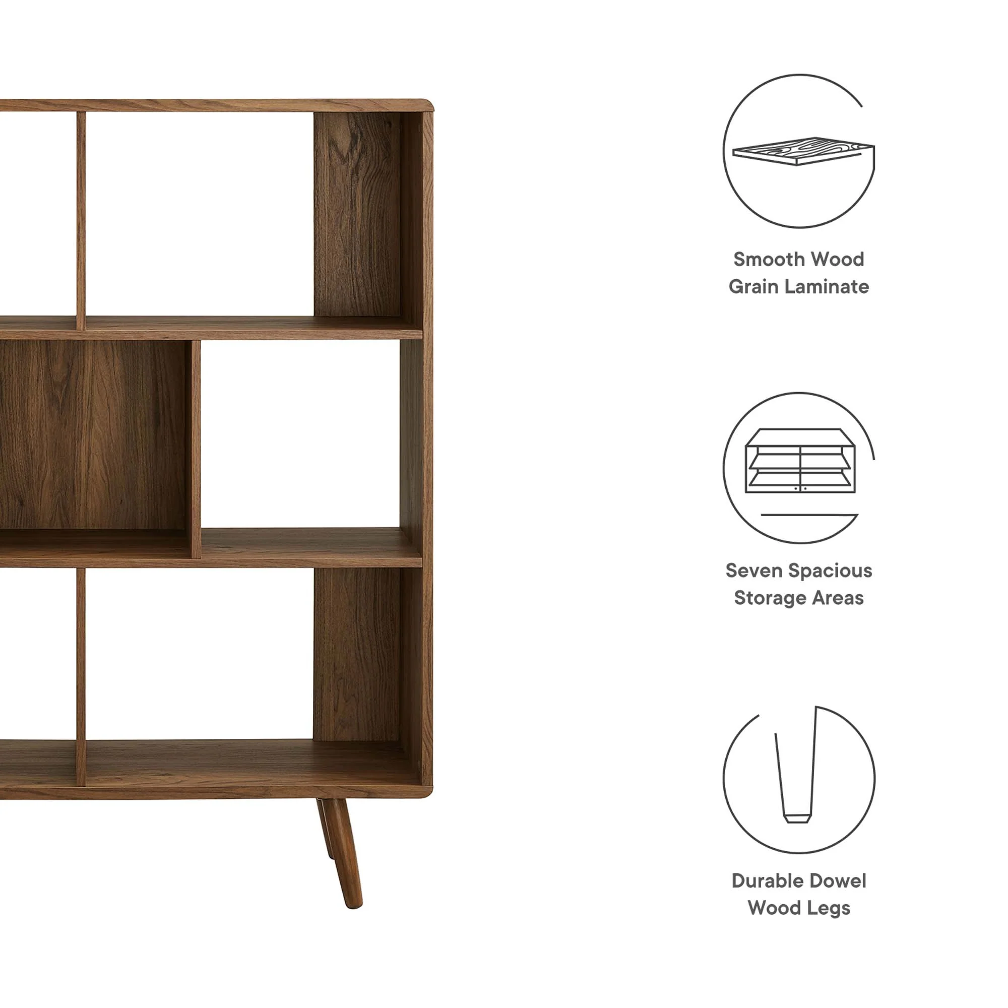 Transmit 7 Shelf Wood Grain Bookcase by Modway - Image 16