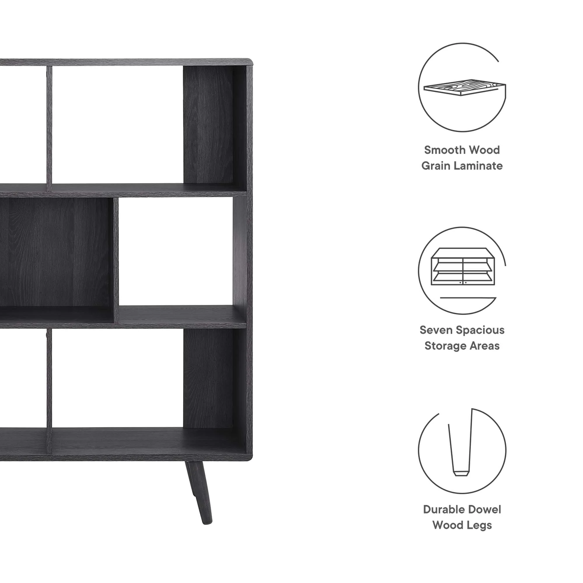Transmit 7 Shelf Wood Grain Bookcase by Modway - Image 17