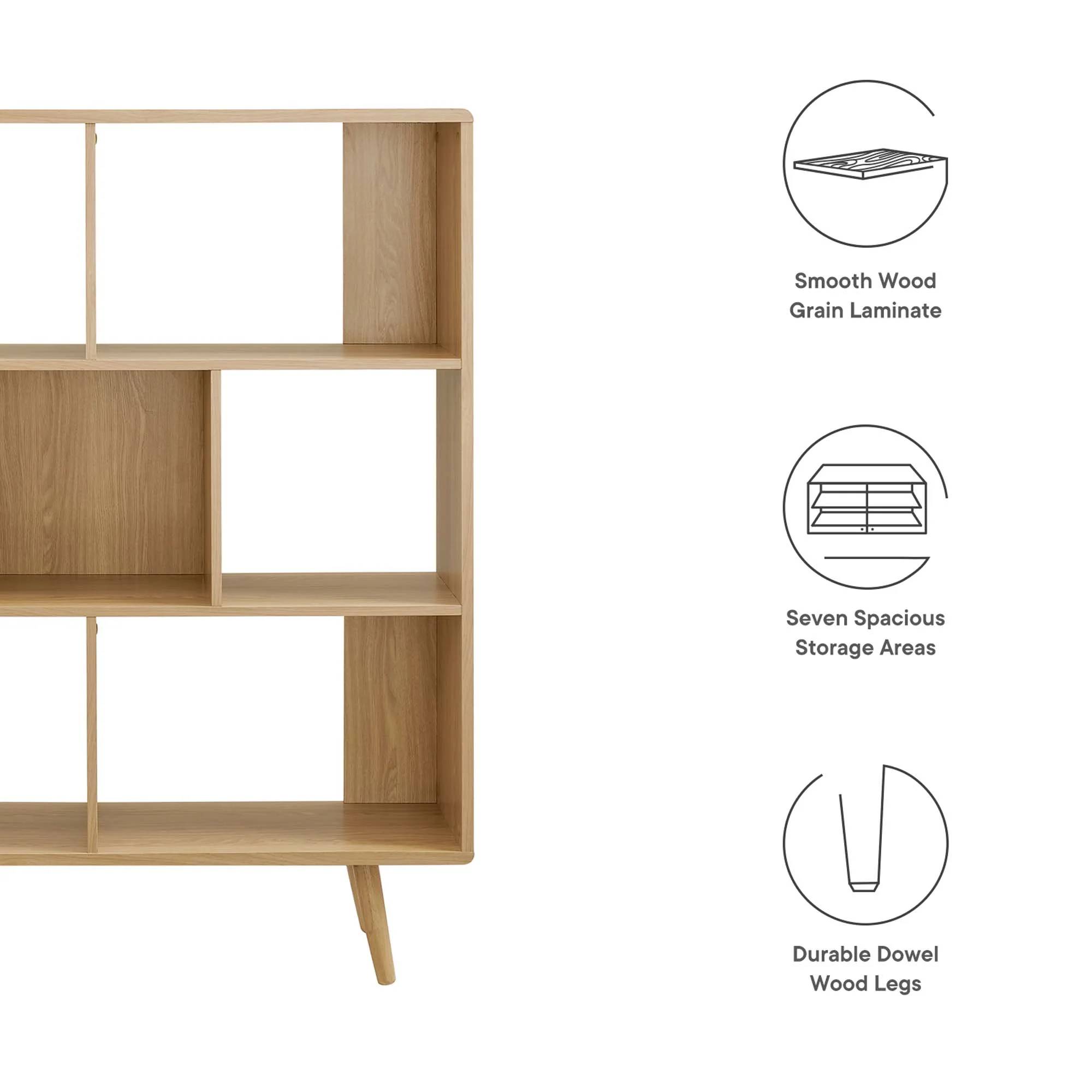 Transmit 7 Shelf Wood Grain Bookcase by Modway - Image 3