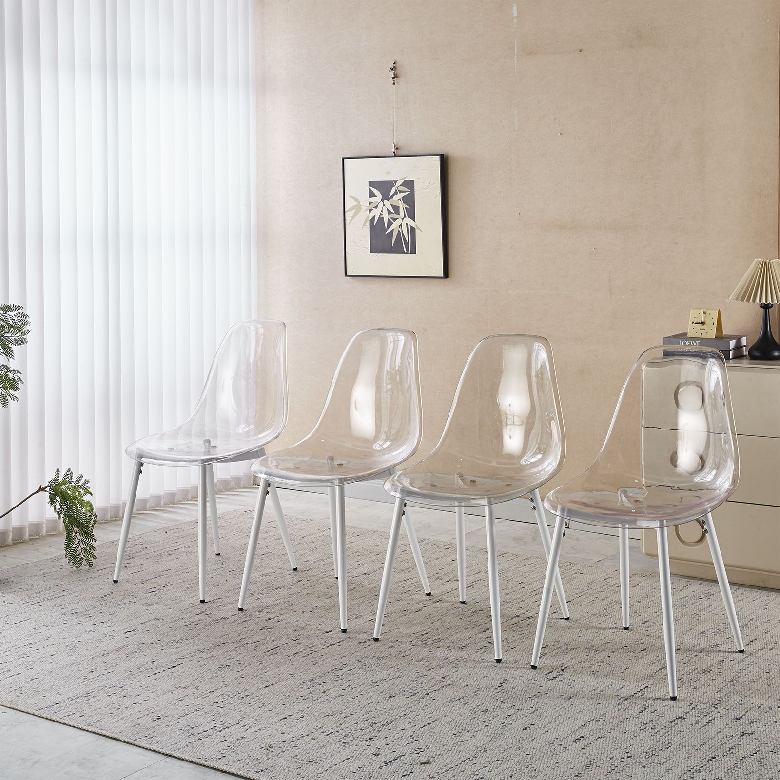 Transparent Dining Chair (Set of 4) - Matte White - Image 2