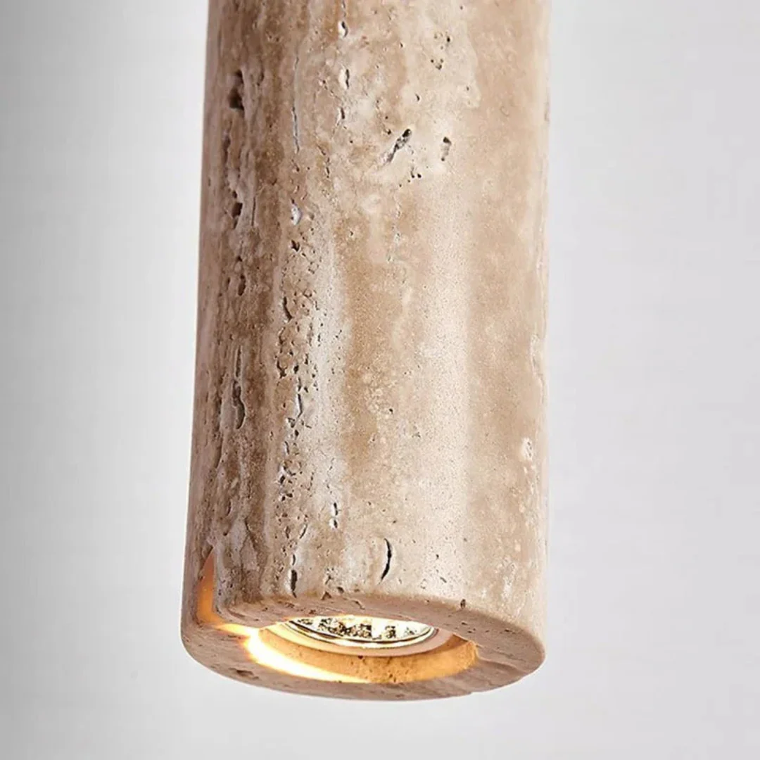 Travertine LED Pendant Light 28cm Minimalist Wabi Sabi Ceiling Lamp - Image 4