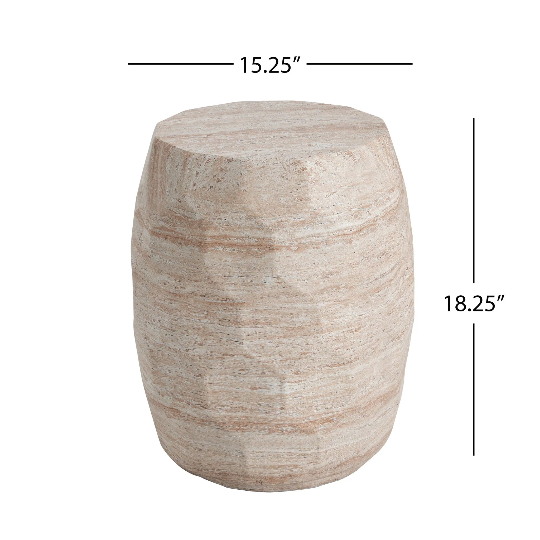 Travertine Lightweight Concrete Side Table For Indoor / Outdoor Use - Beige - Image 3