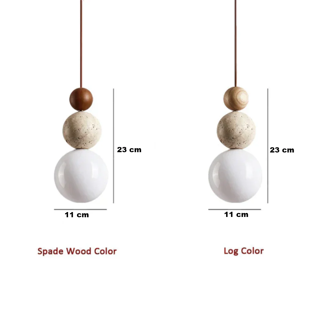 Travertine Wood Pendant Light G9 Modern Natural Ceiling Lamp 23cm - Image 10