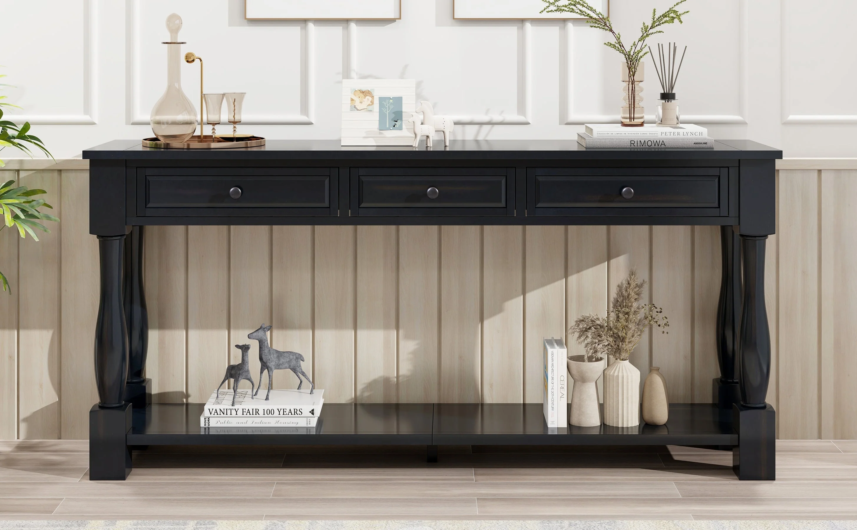 TREXM 63" Long Console Table with Drawers and Shelf - Image 16
