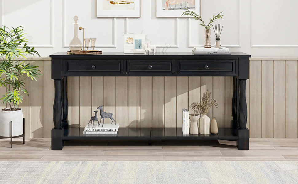 TREXM 63" Long Console Table with Drawers and Shelf - Image 17
