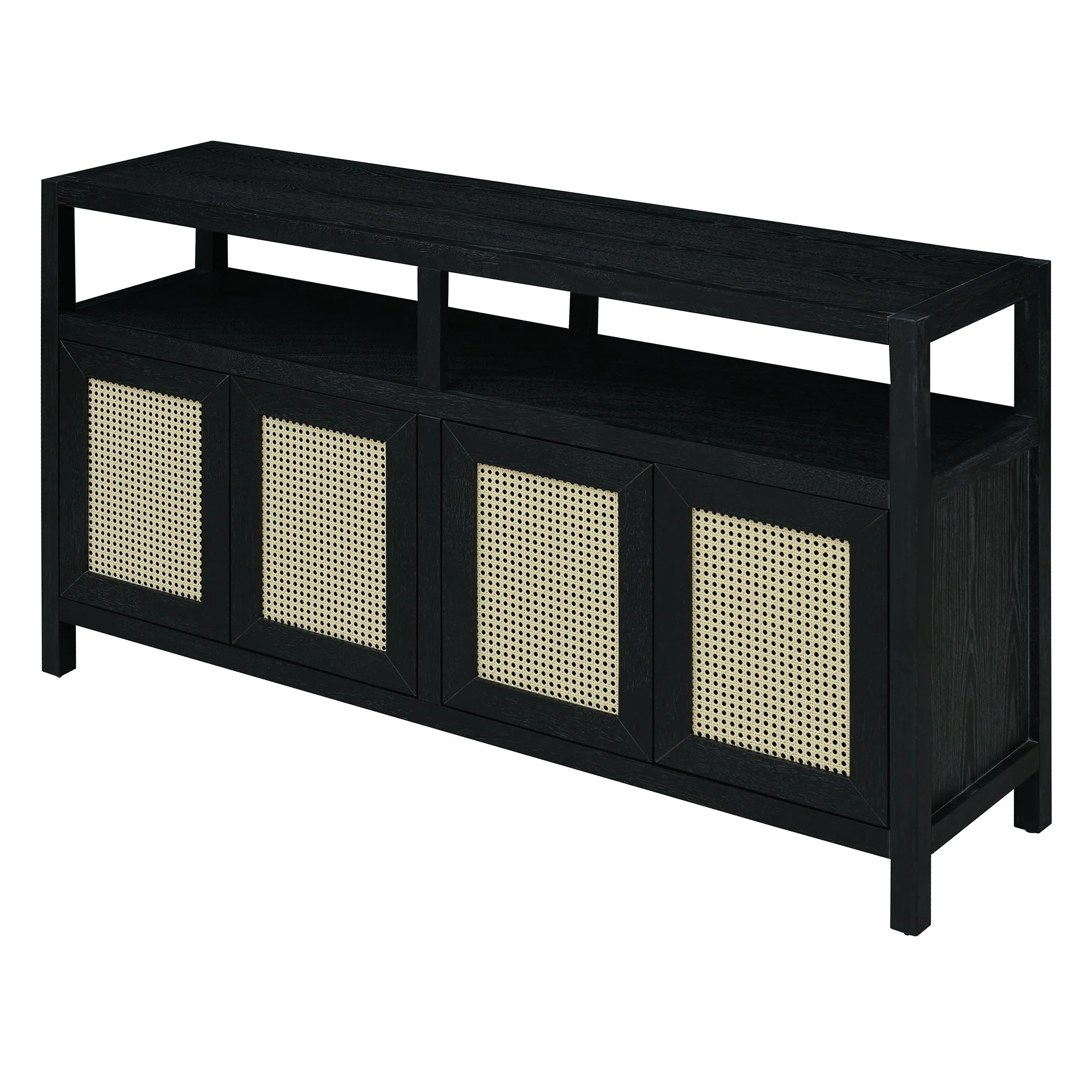 TREXM Bohemian Style Rattan Buffet Storage Cabinet with Solid Wood Frame - Image 11