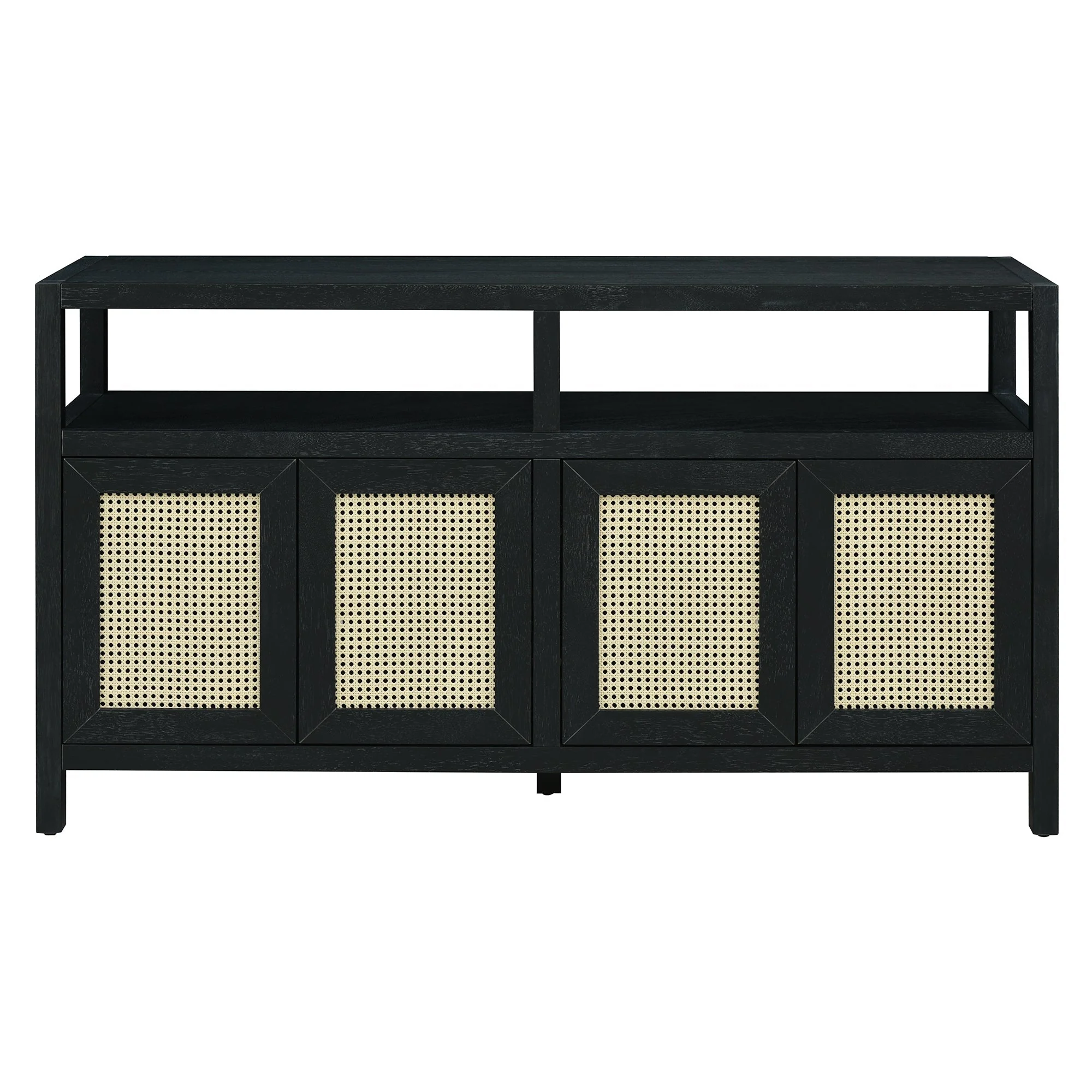 TREXM Bohemian Style Rattan Buffet Storage Cabinet with Solid Wood Frame - Image 12
