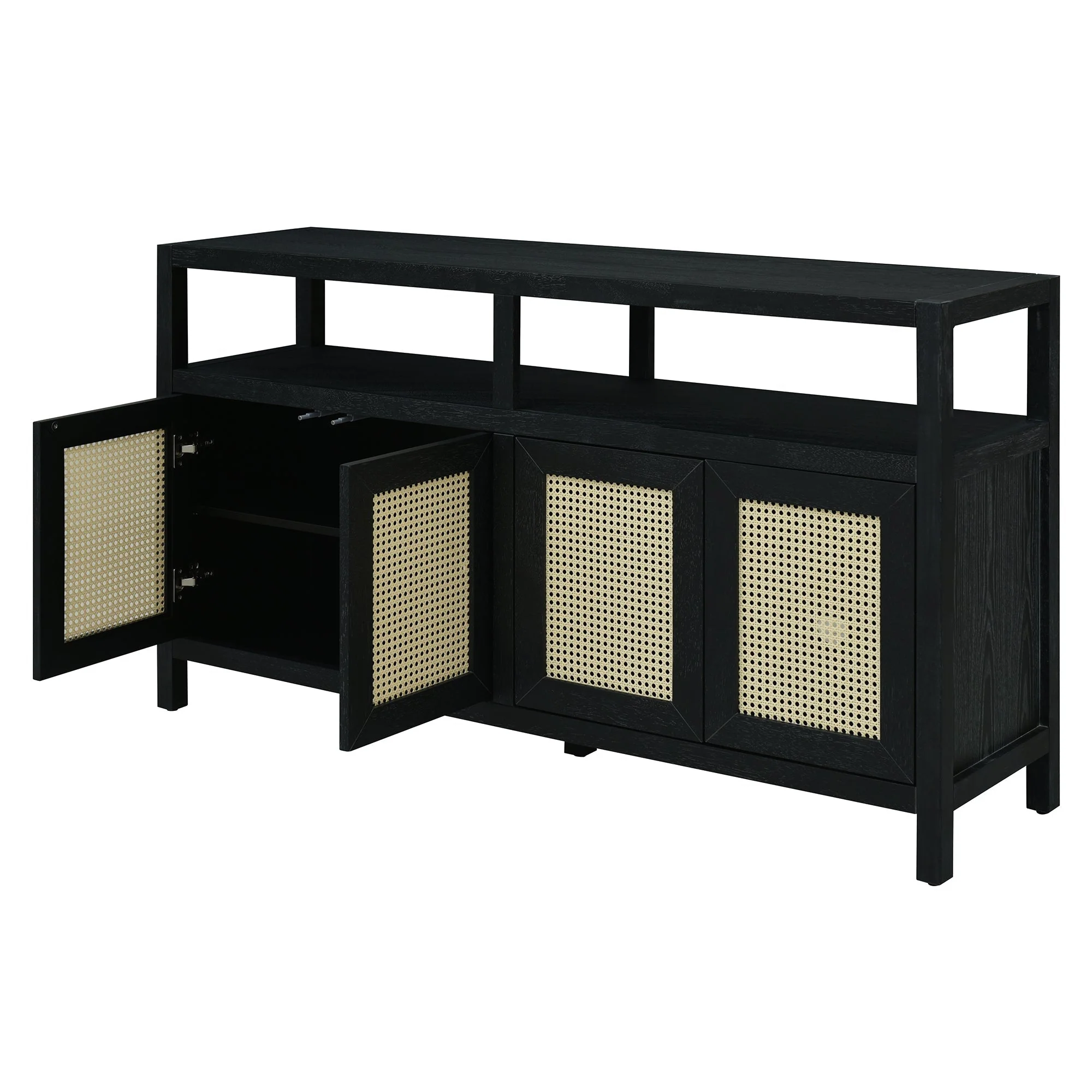 TREXM Bohemian Style Rattan Buffet Storage Cabinet with Solid Wood Frame - Image 13