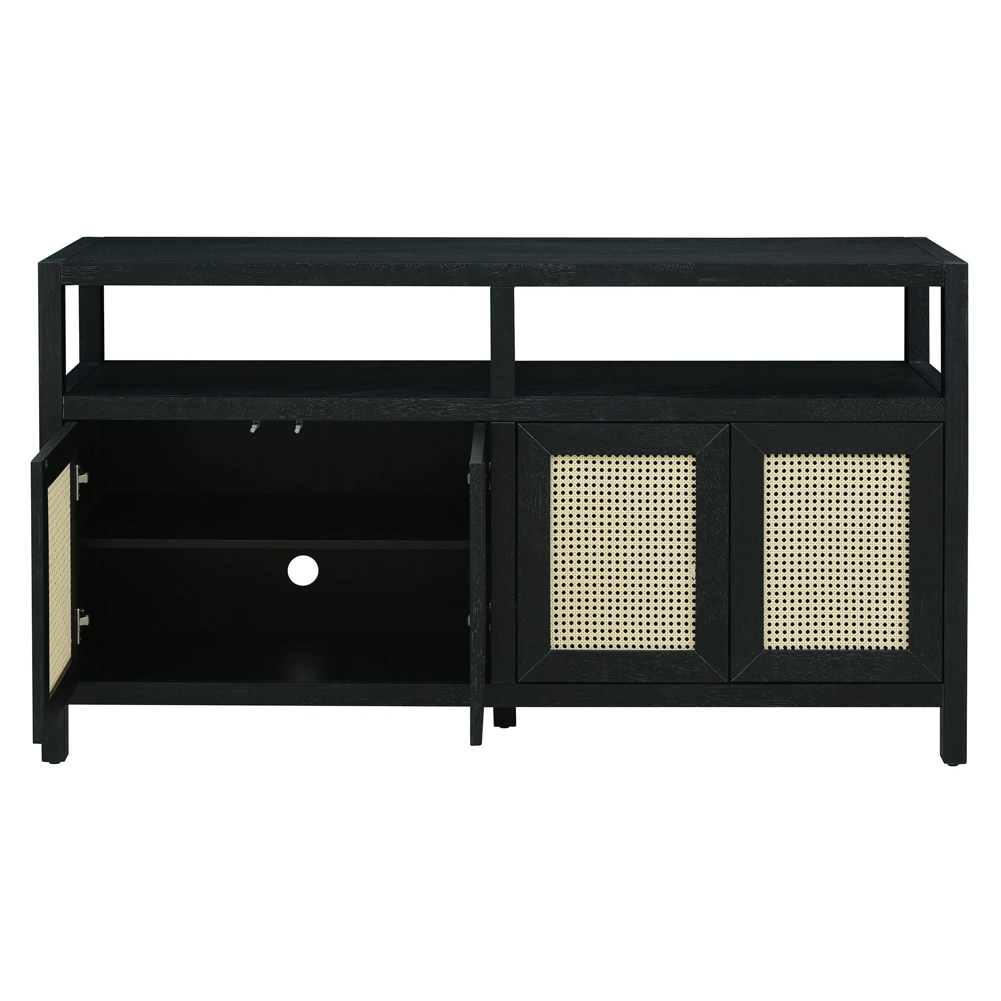 TREXM Bohemian Style Rattan Buffet Storage Cabinet with Solid Wood Frame - Image 14